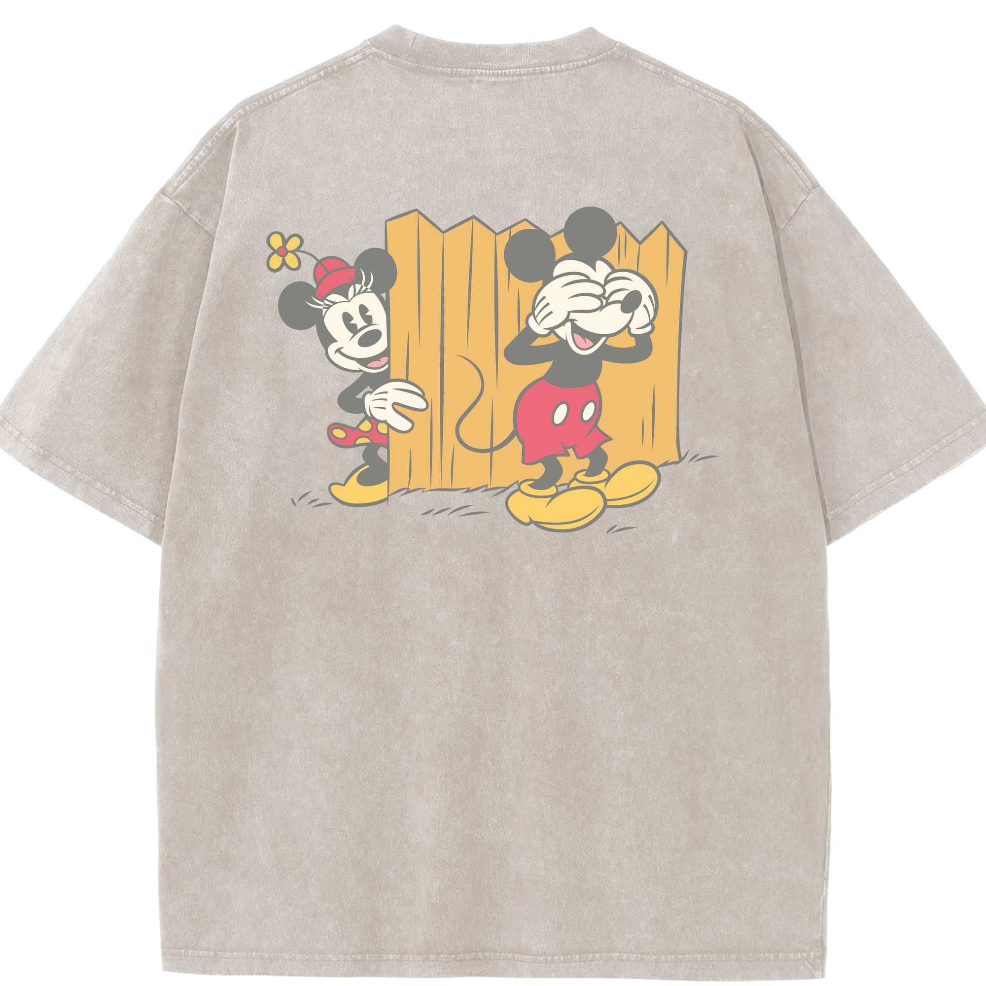 （画像用） ミッキーマウス Mickey Mouse 綿100% ヴィンテージ風 半袖Tシャツ（背面プリント）