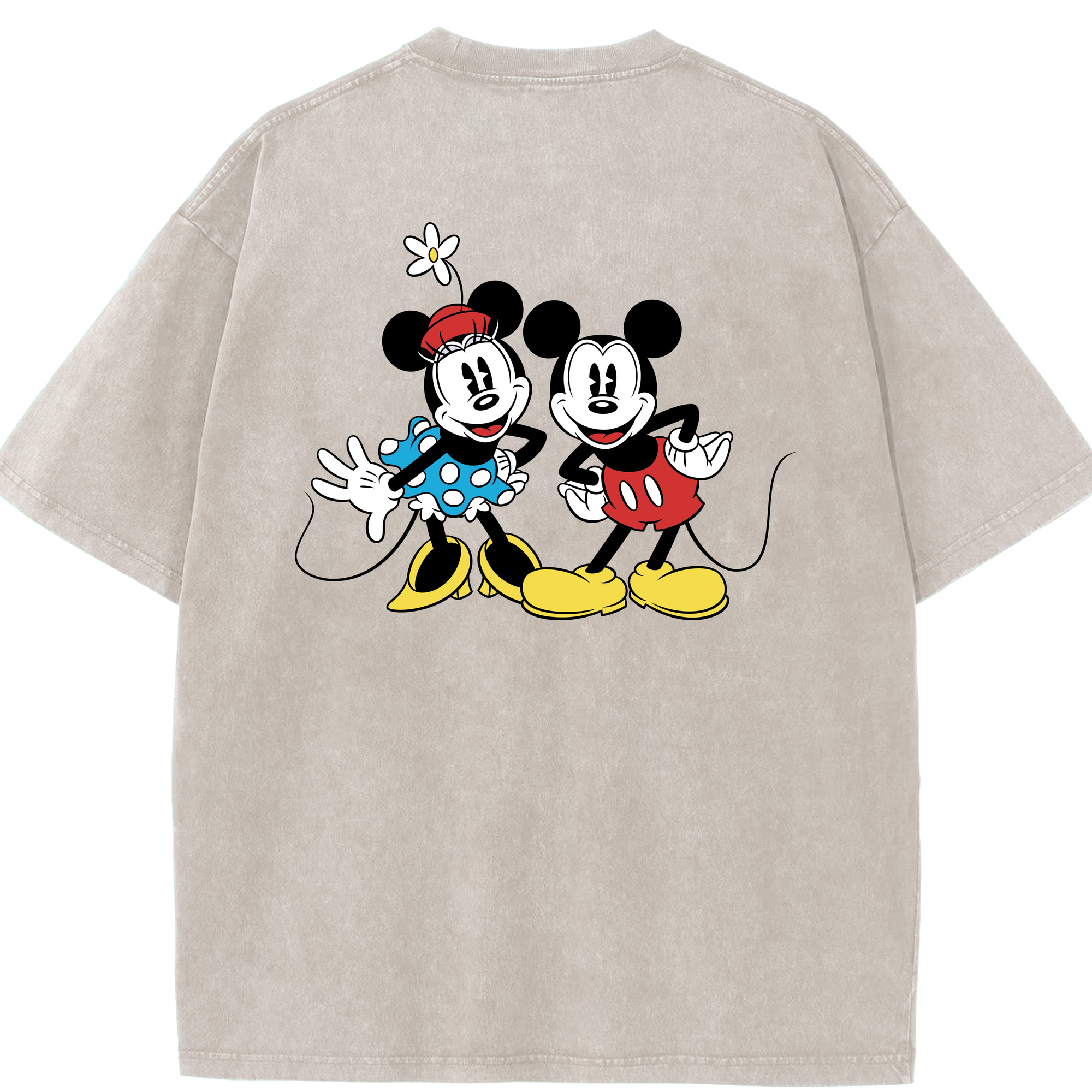 （画像用） ミッキーマウス Mickey Mouse 綿100% ヴィンテージ風 半袖Tシャツ（背面プリント）