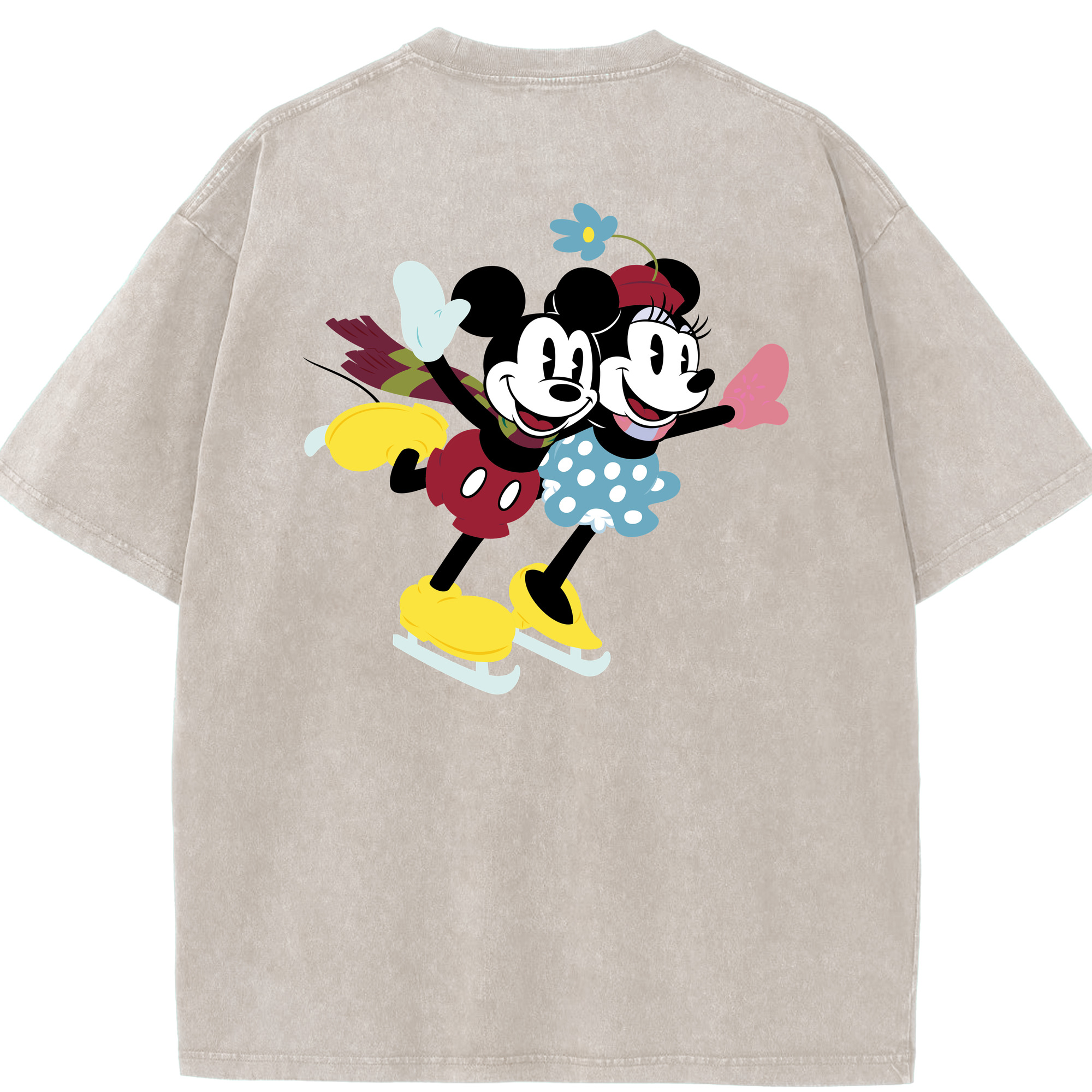（画像用） ミッキーマウス Mickey Mouse 綿100% ヴィンテージ風 半袖Tシャツ（背面プリント）