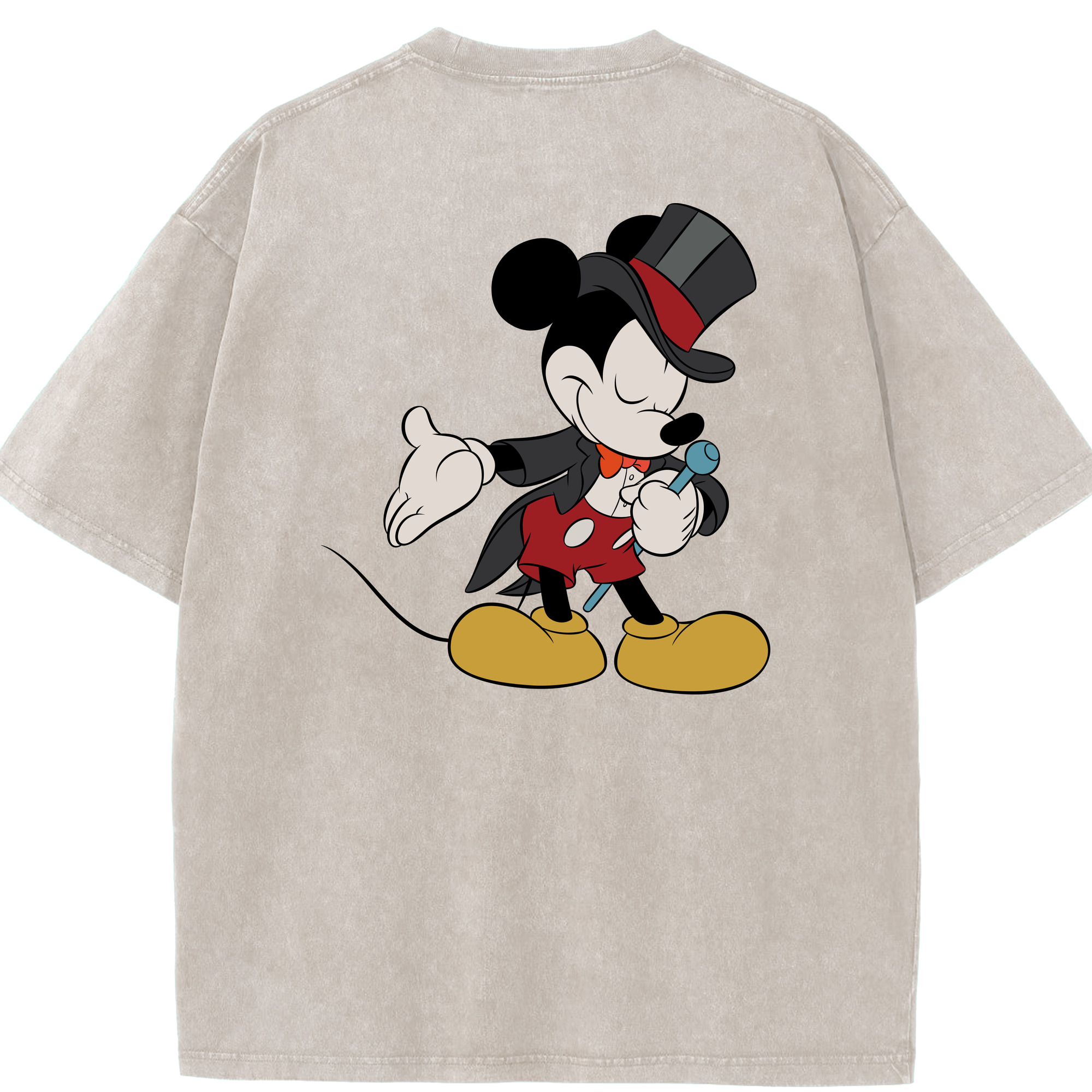 （画像用） ミッキーマウス Mickey Mouse 綿100% ヴィンテージ風 半袖Tシャツ（背面プリント）
