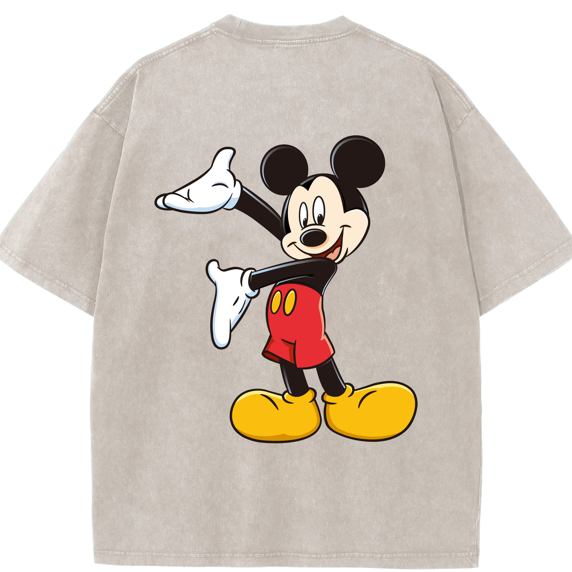 （画像用） ミッキーマウス Mickey Mouse 綿100% ヴィンテージ風 半袖Tシャツ（背面プリント）