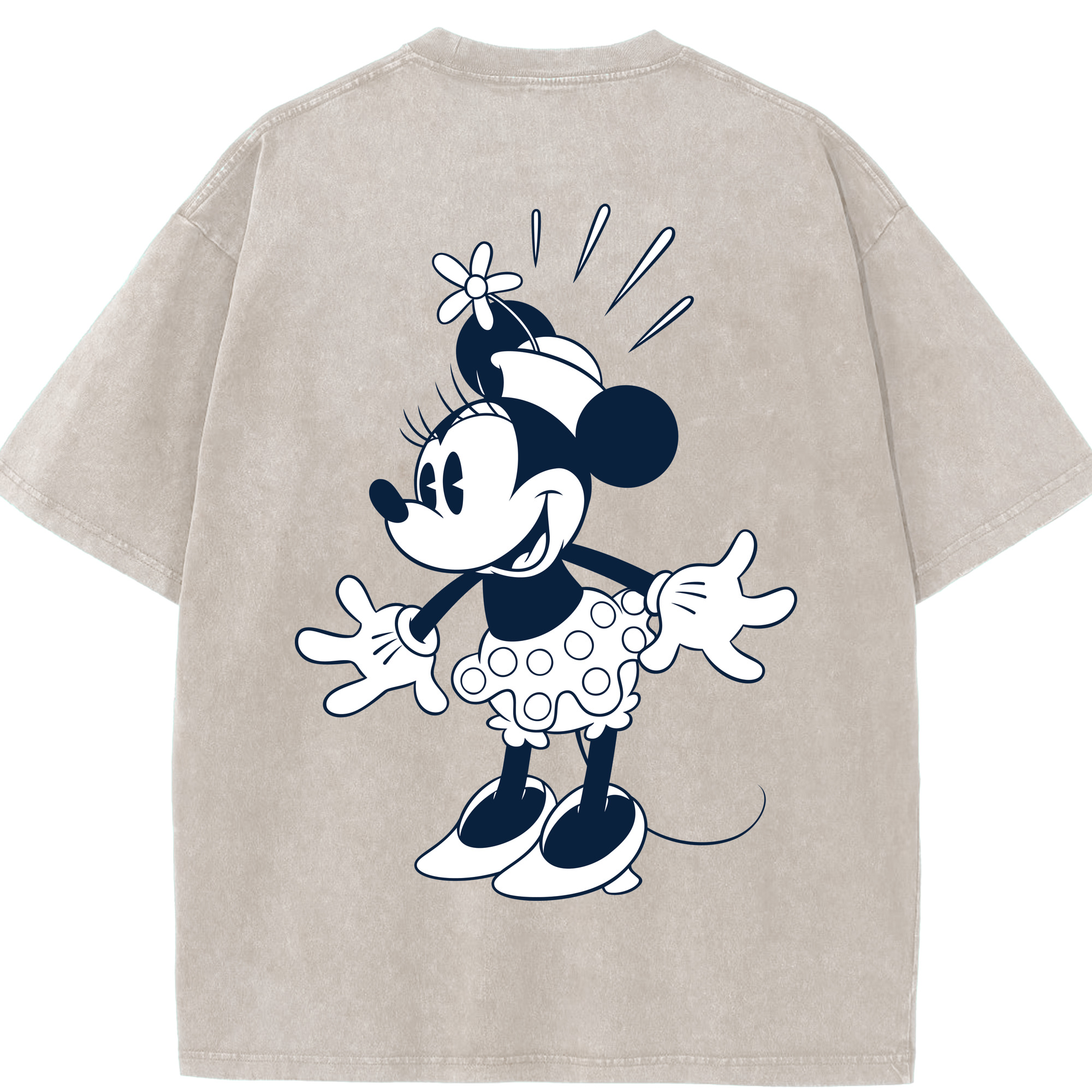 （画像用） ミッキーマウス Mickey Mouse 綿100% ヴィンテージ風 半袖Tシャツ（背面プリント）