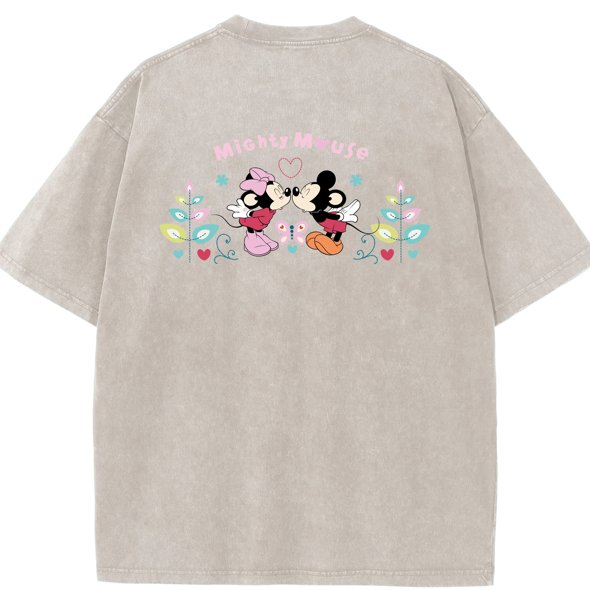 （画像用） ミッキーマウス Mickey Mouse 綿100% ヴィンテージ風 半袖Tシャツ（背面プリント）