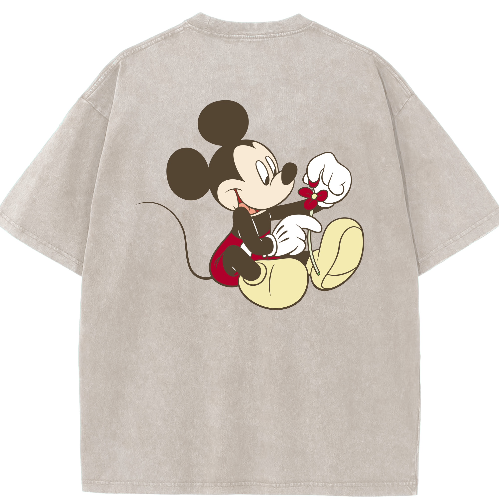 （画像用） ミッキーマウス Mickey Mouse 綿100% ヴィンテージ風 半袖Tシャツ（背面プリント）