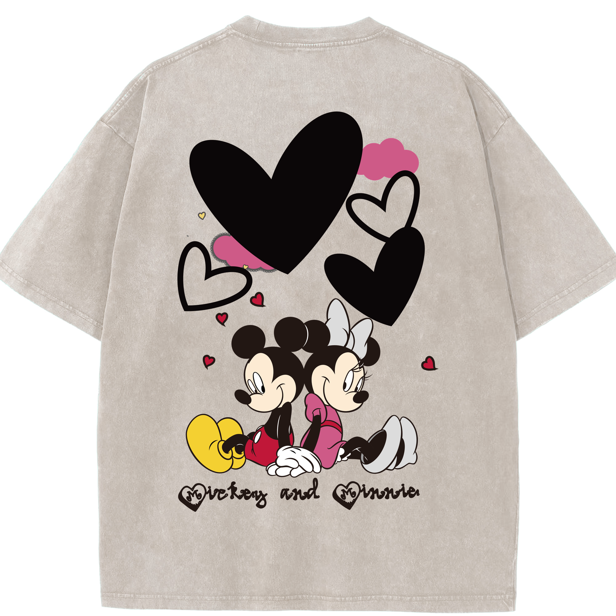 （画像用） ミッキーマウス Mickey Mouse 綿100% ヴィンテージ風 半袖Tシャツ（背面プリント）