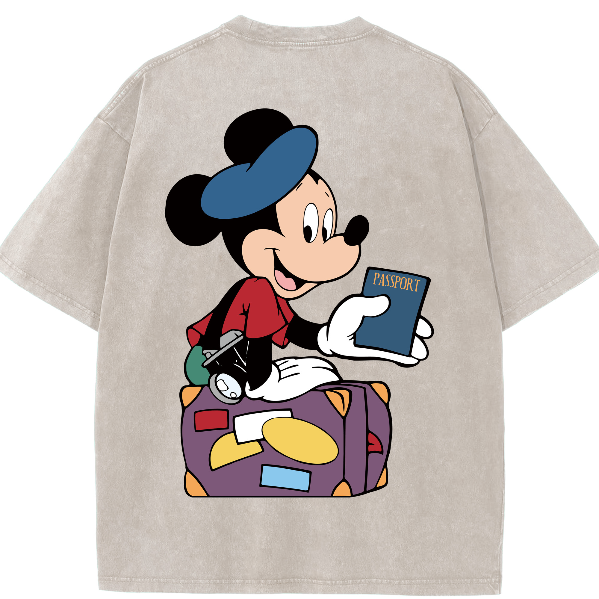 （画像用） ミッキーマウス Mickey Mouse 綿100% ヴィンテージ風 半袖Tシャツ（背面プリント）