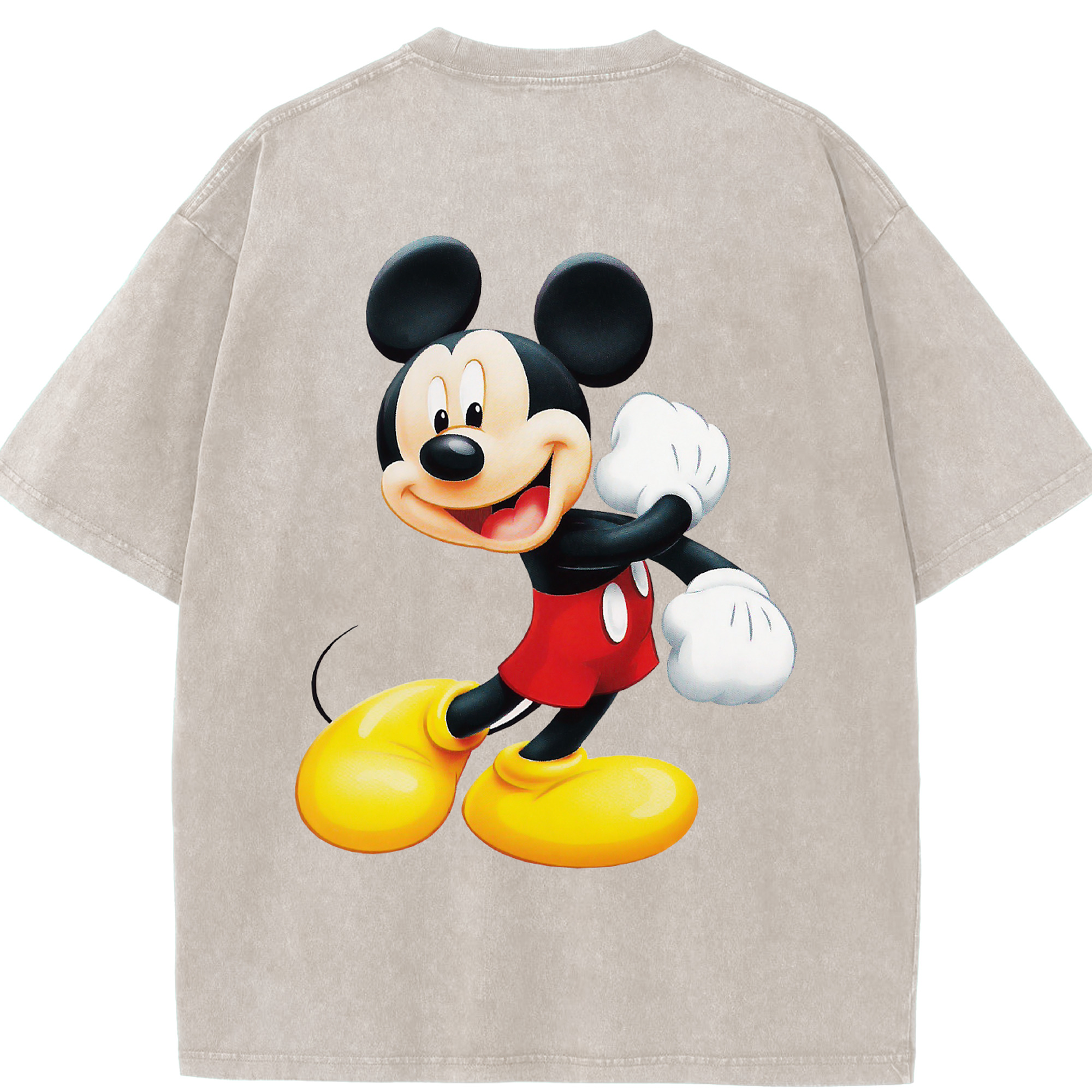 （画像用） ミッキーマウス Mickey Mouse 綿100% ヴィンテージ風 半袖Tシャツ（背面プリント）
