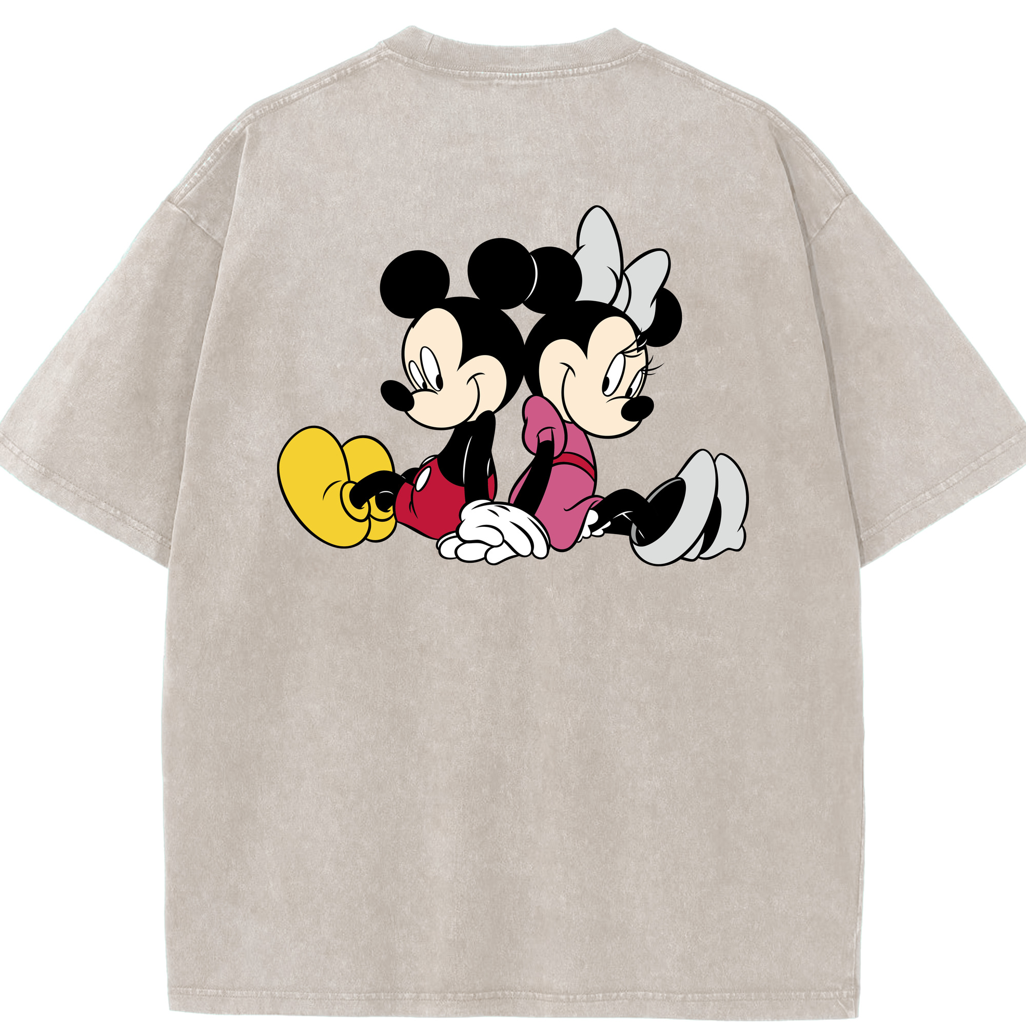 （画像用） ミッキーマウス Mickey Mouse 綿100% ヴィンテージ風 半袖Tシャツ（背面プリント）