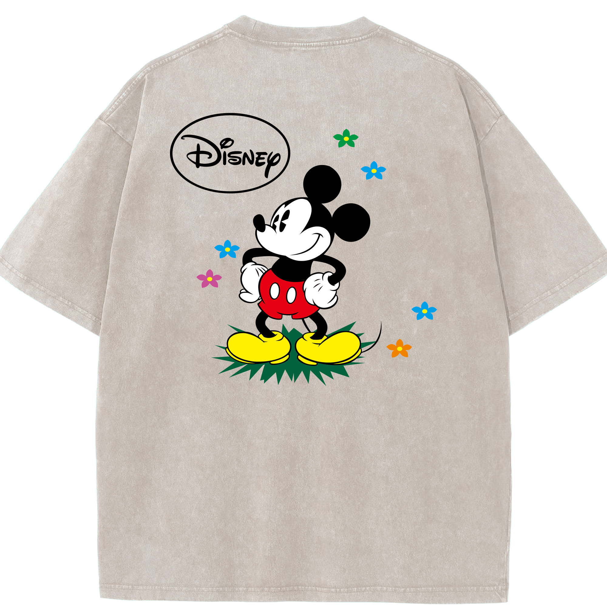 （画像用） ミッキーマウス Mickey Mouse 綿100% ヴィンテージ風 半袖Tシャツ（背面プリント）