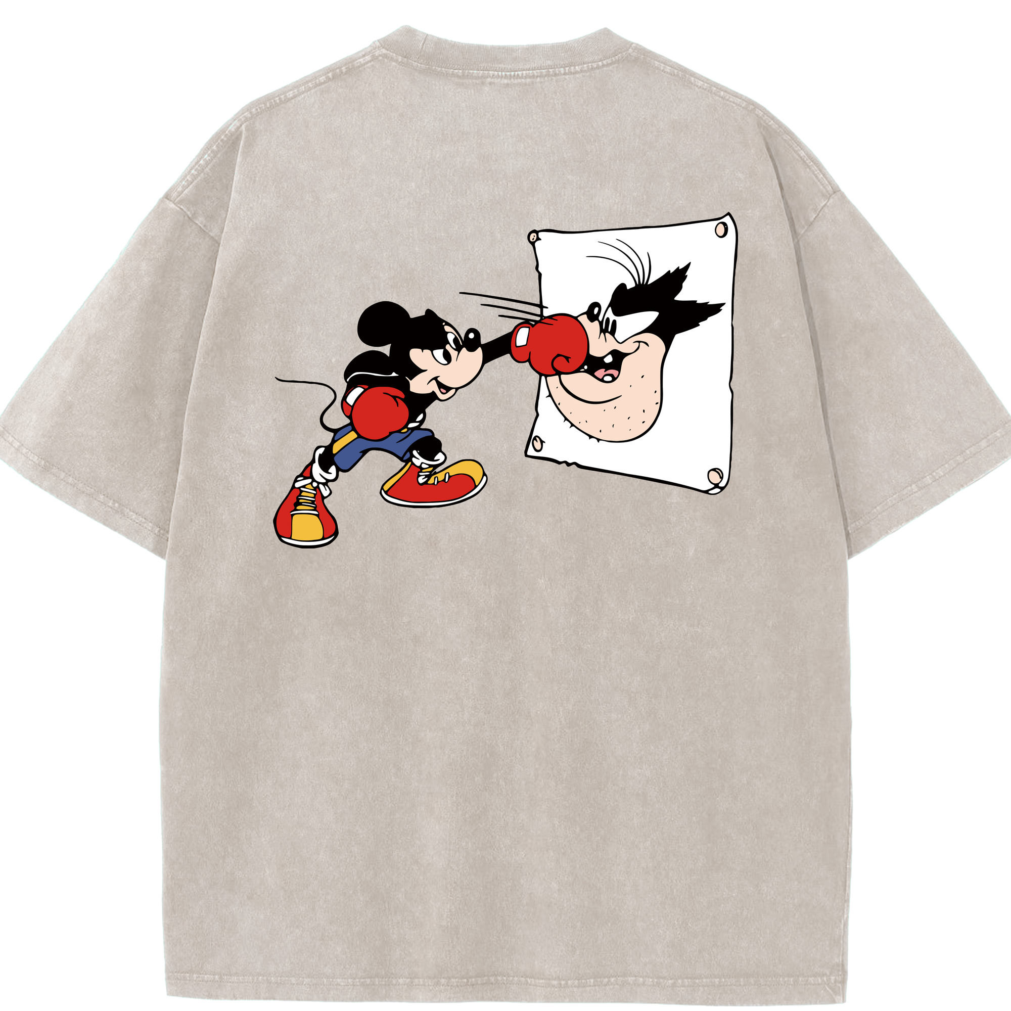 （画像用） ミッキーマウス Mickey Mouse 綿100% ヴィンテージ風 半袖Tシャツ（背面プリント）