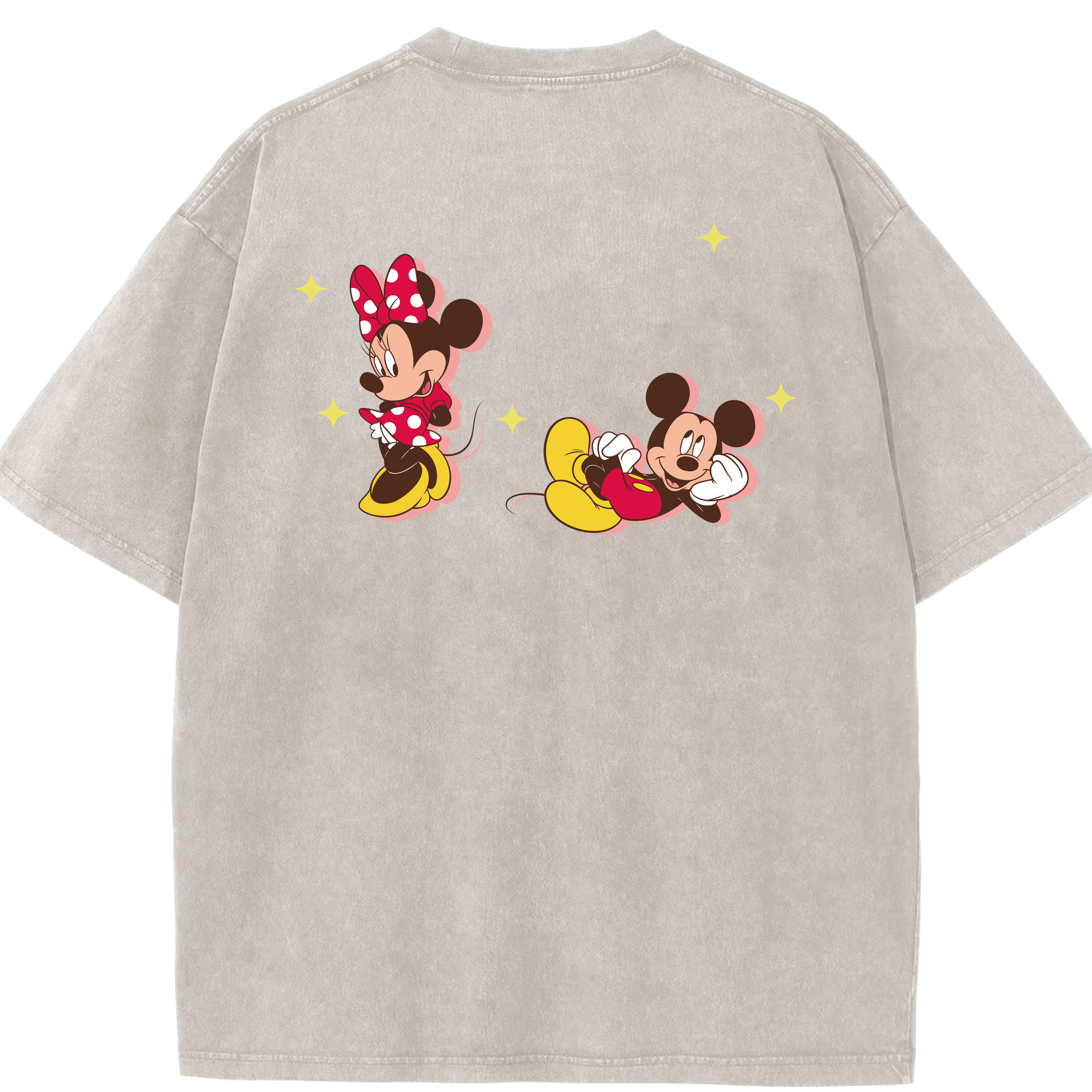 （画像用） ミッキーマウス Mickey Mouse 綿100% ヴィンテージ風 半袖Tシャツ（背面プリント）