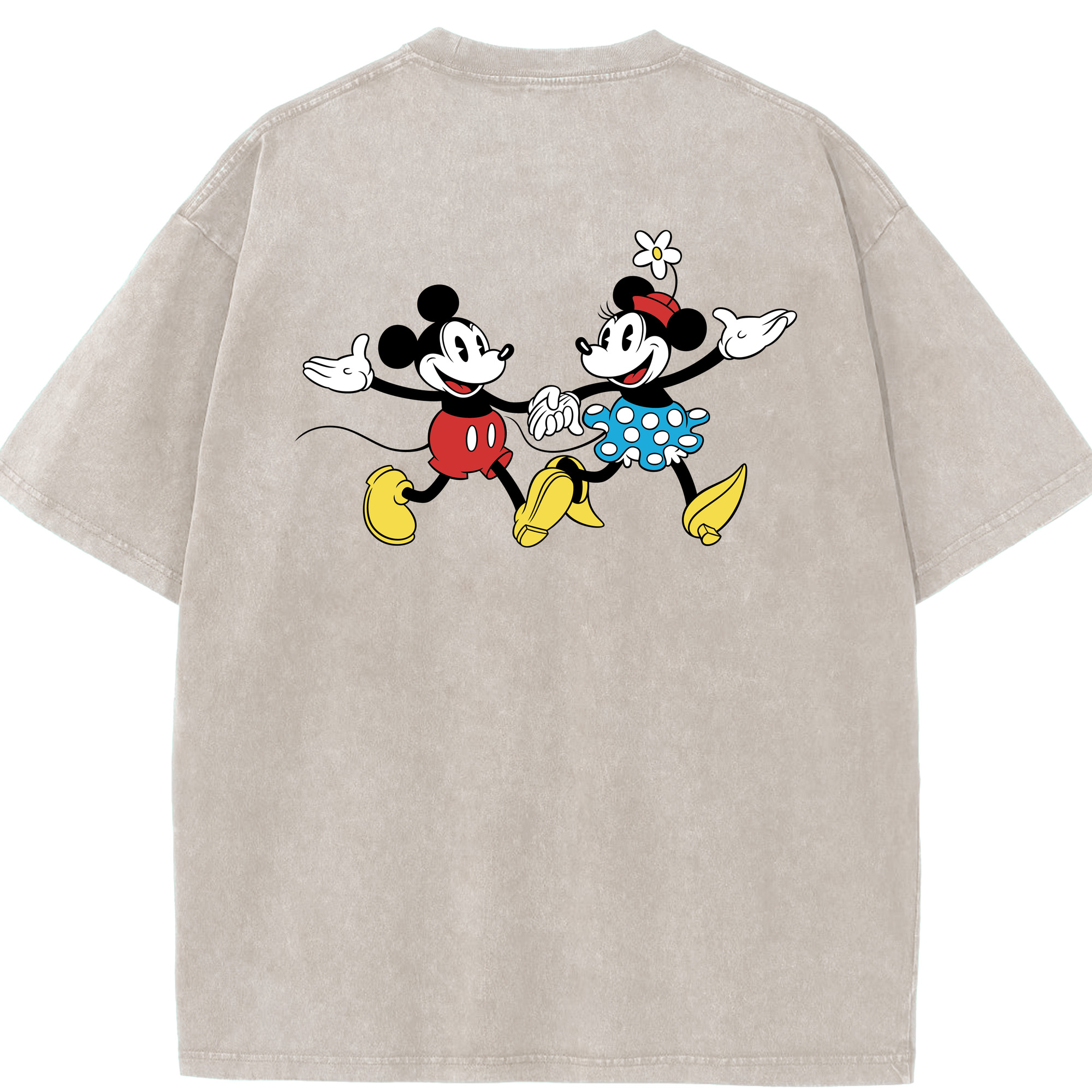 （画像用） ミッキーマウス Mickey Mouse 綿100% ヴィンテージ風 半袖Tシャツ（背面プリント）