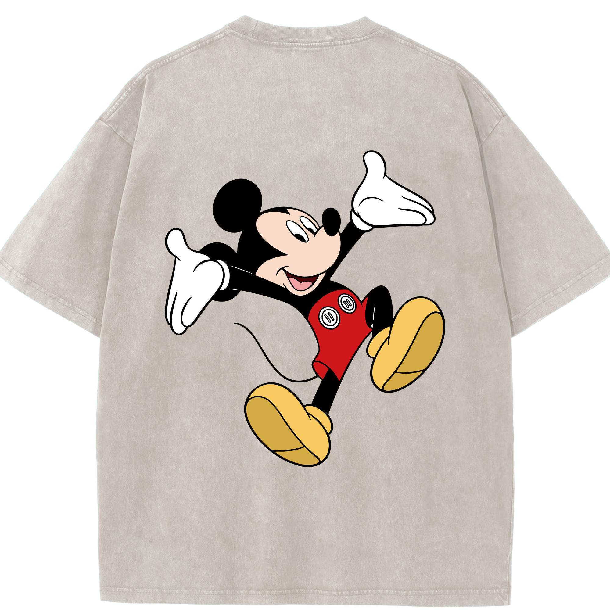 （画像用） ミッキーマウス Mickey Mouse 綿100% ヴィンテージ風 半袖Tシャツ（背面プリント）