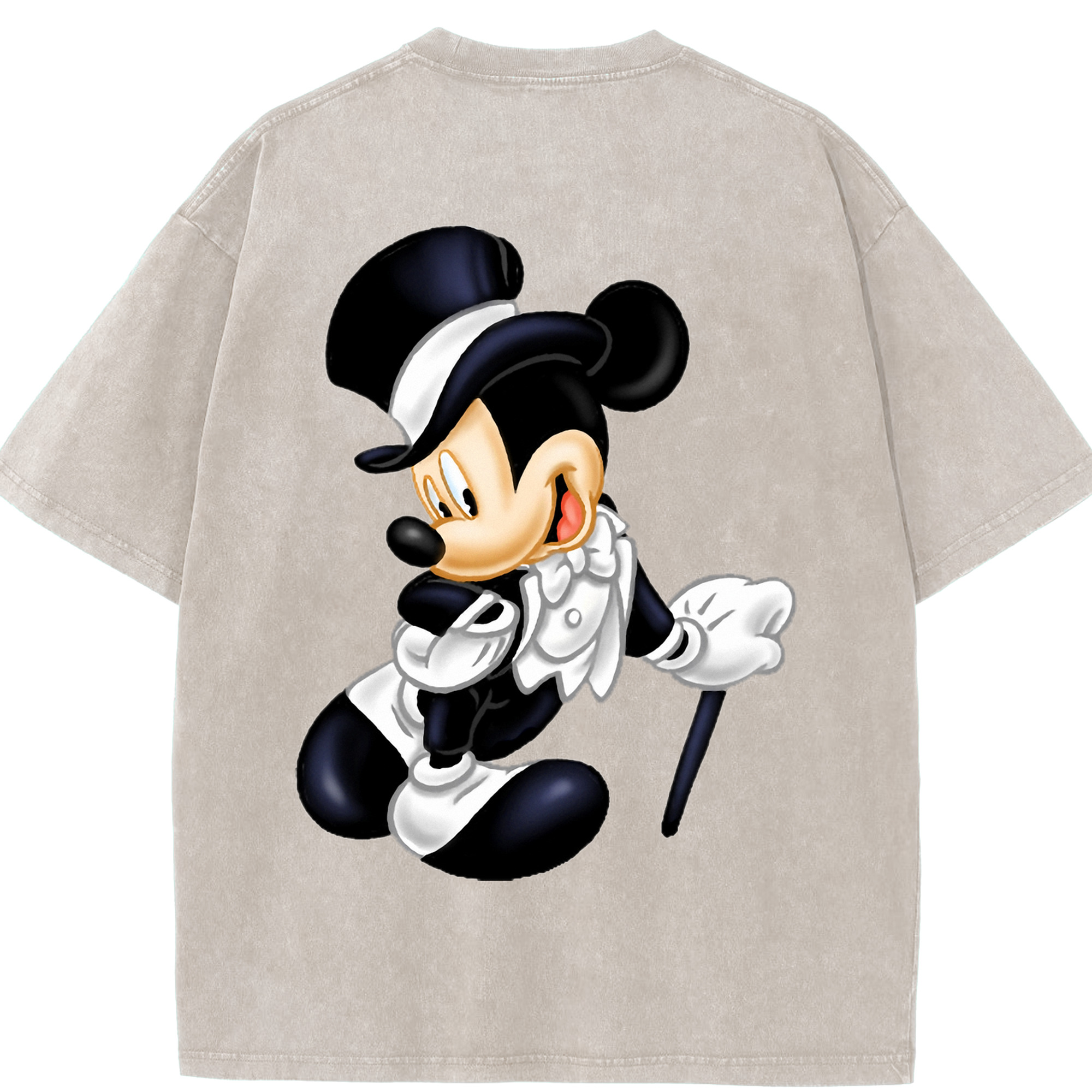 （画像用） ミッキーマウス Mickey Mouse 綿100% ヴィンテージ風 半袖Tシャツ（背面プリント）