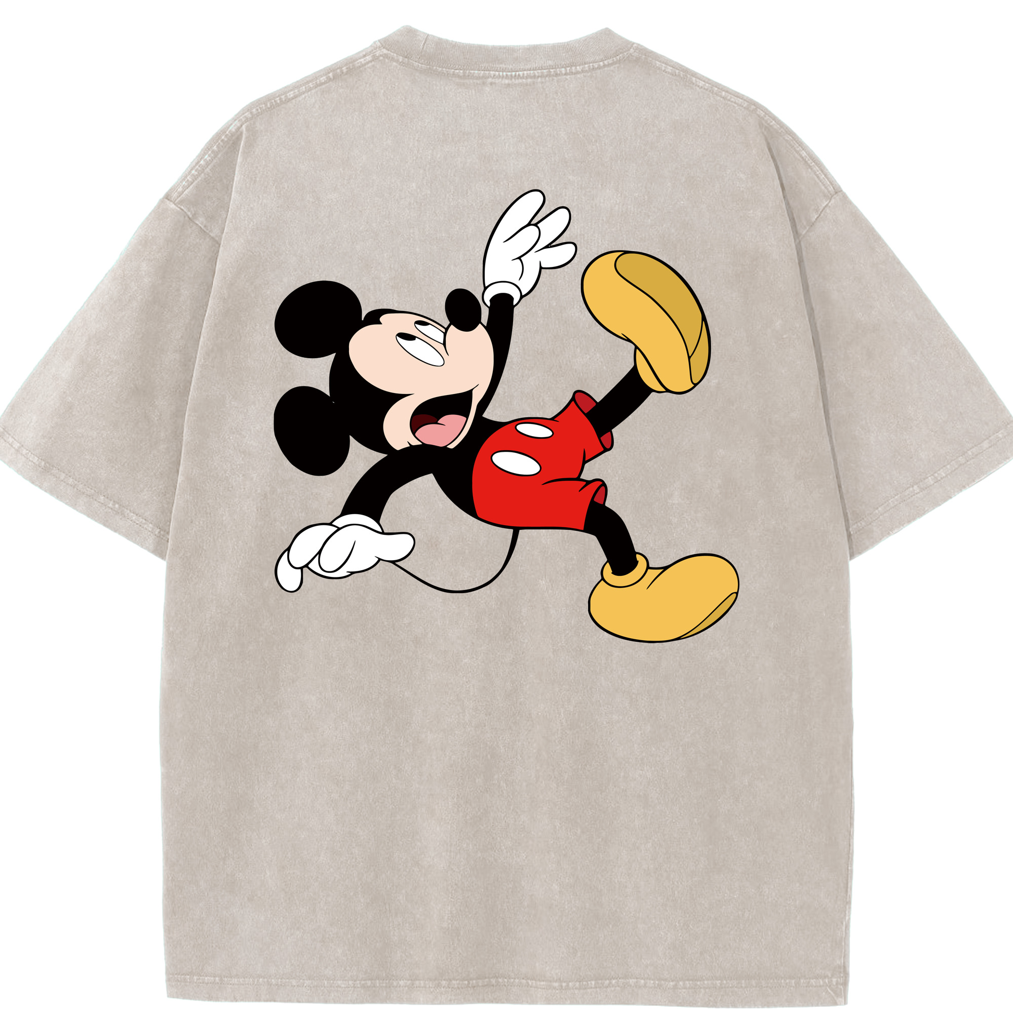 （画像用） ミッキーマウス Mickey Mouse 綿100% ヴィンテージ風 半袖Tシャツ（背面プリント）