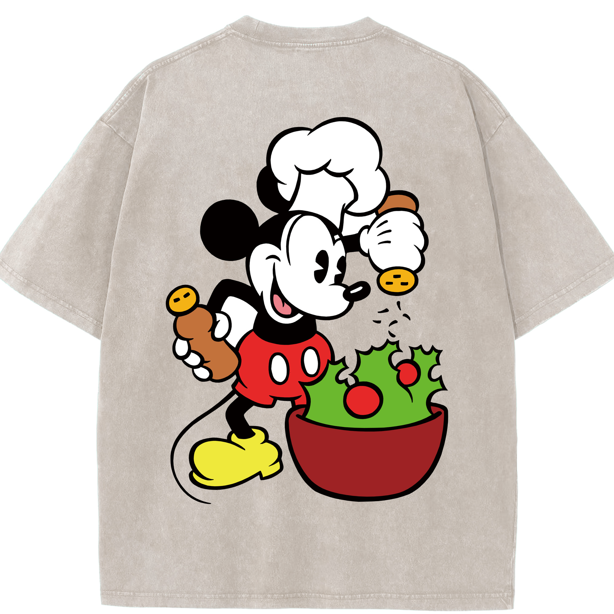 （画像用） ミッキーマウス Mickey Mouse 綿100% ヴィンテージ風 半袖Tシャツ（背面プリント）
