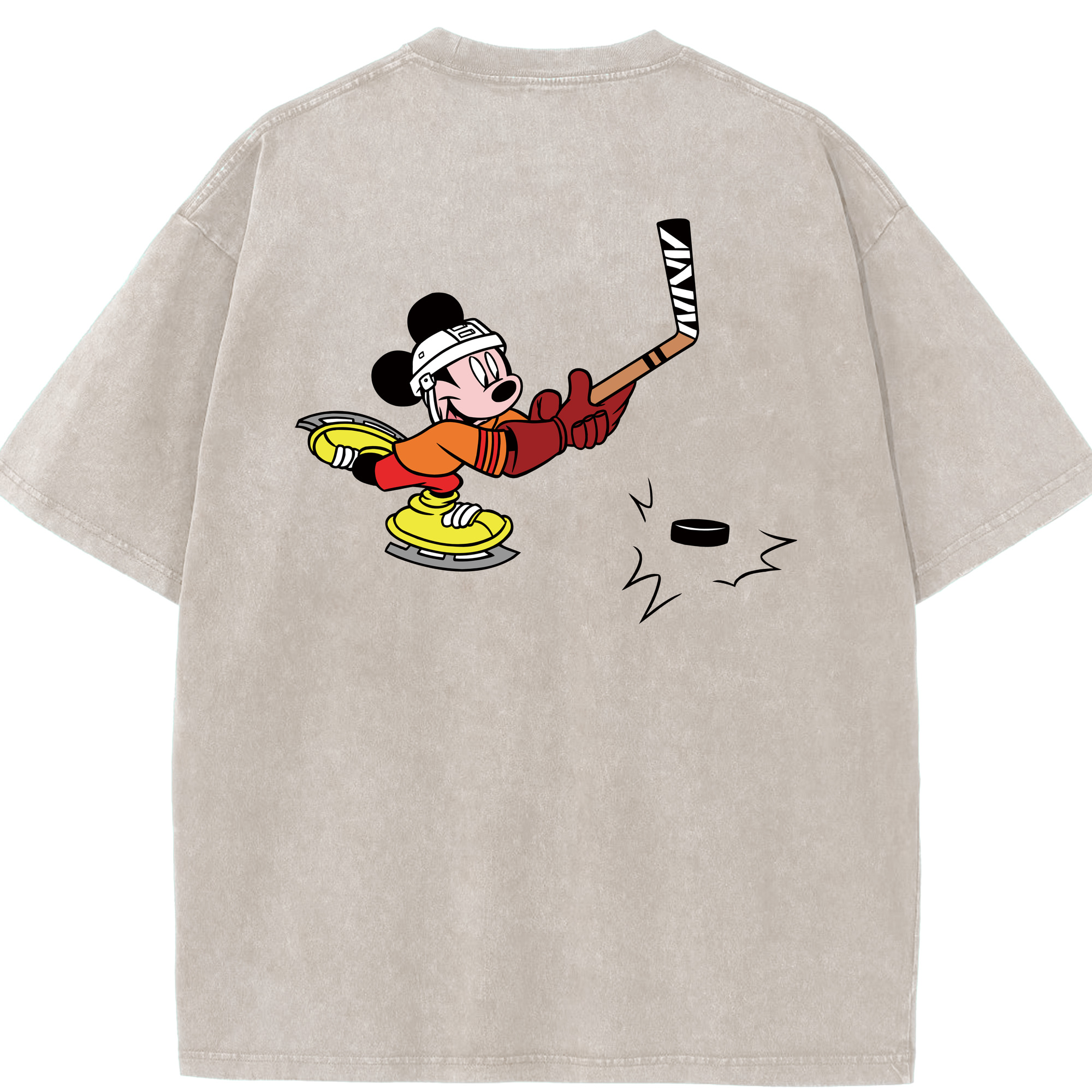 （画像用） ミッキーマウス Mickey Mouse 綿100% ヴィンテージ風 半袖Tシャツ（背面プリント）