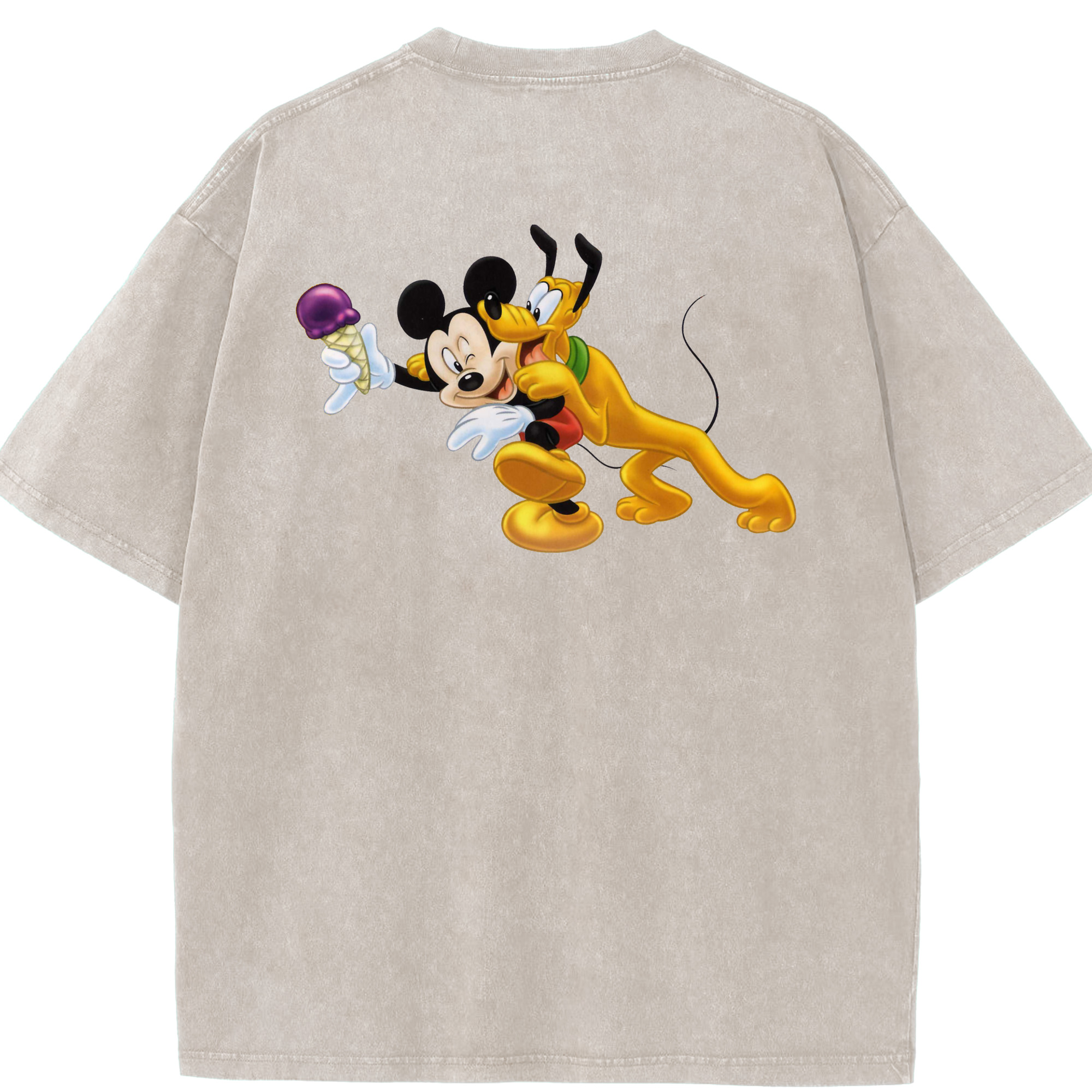 （画像用） ミッキーマウス Mickey Mouse 綿100% ヴィンテージ風 半袖Tシャツ（背面プリント）