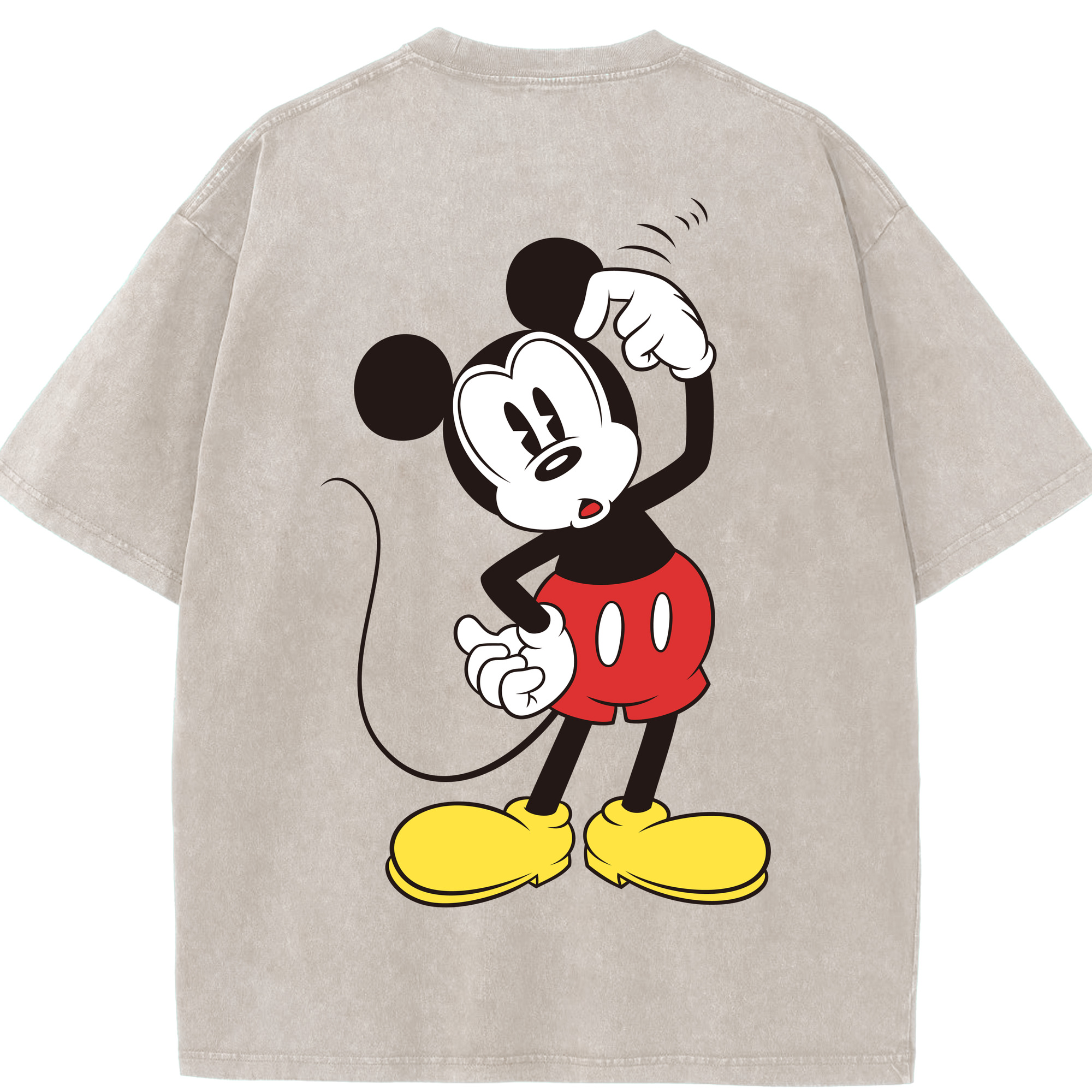 （画像用） ミッキーマウス Mickey Mouse 綿100% ヴィンテージ風 半袖Tシャツ（背面プリント）