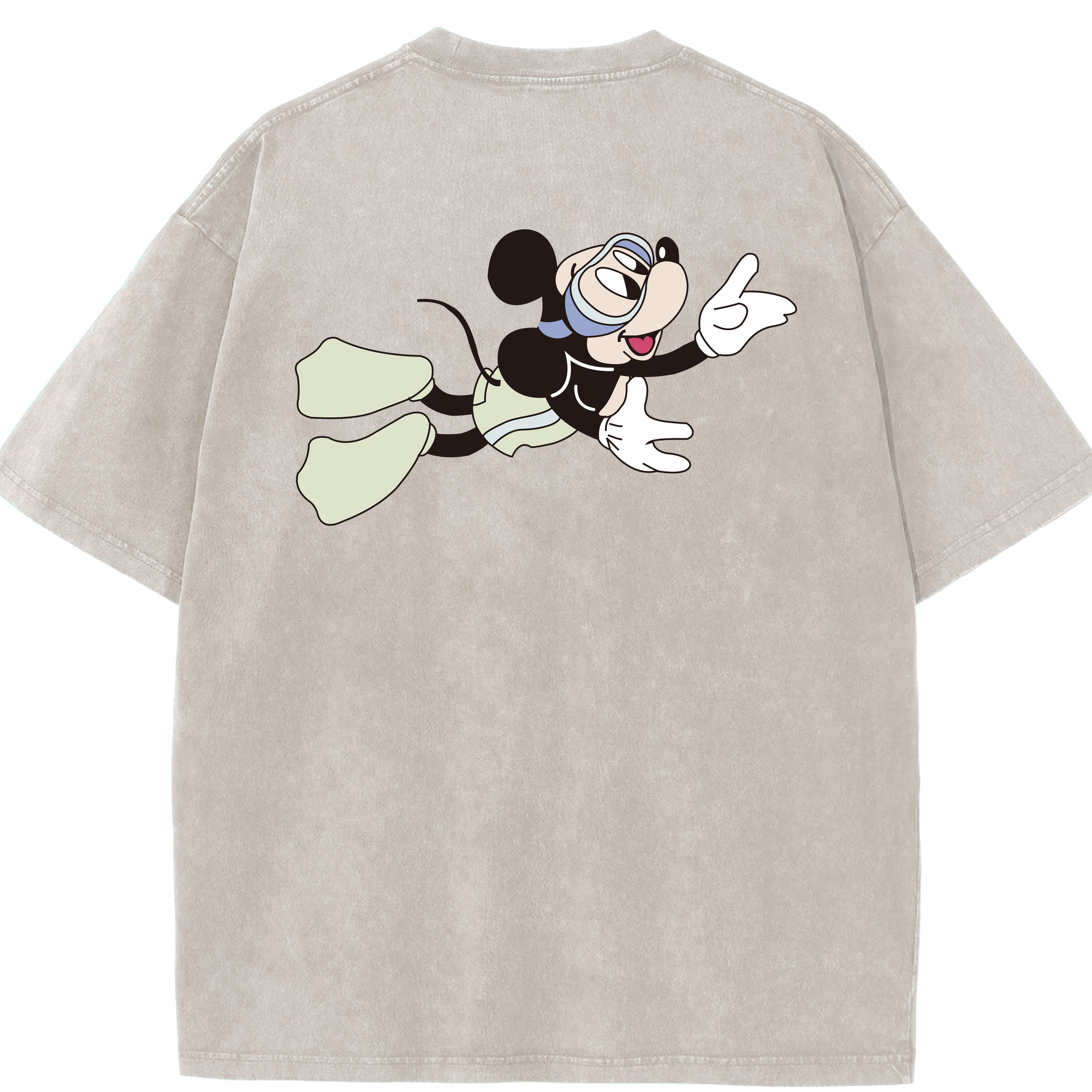 （画像用） ミッキーマウス Mickey Mouse 綿100% ヴィンテージ風 半袖Tシャツ（背面プリント）