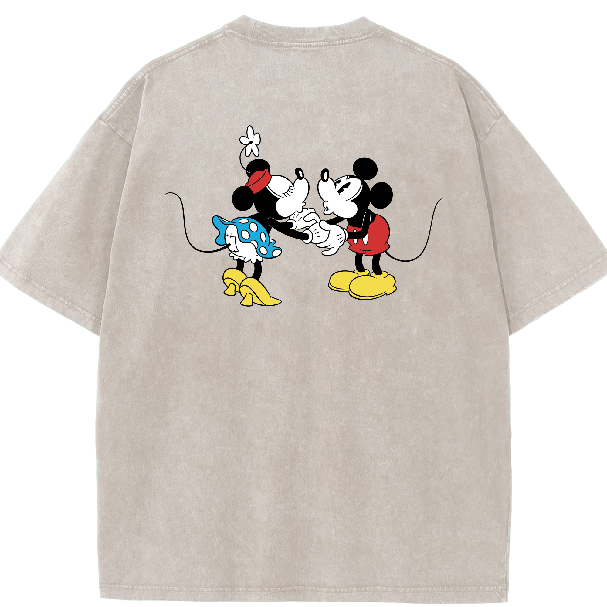 （画像用） ミッキーマウス Mickey Mouse 綿100% ヴィンテージ風 半袖Tシャツ（背面プリント）