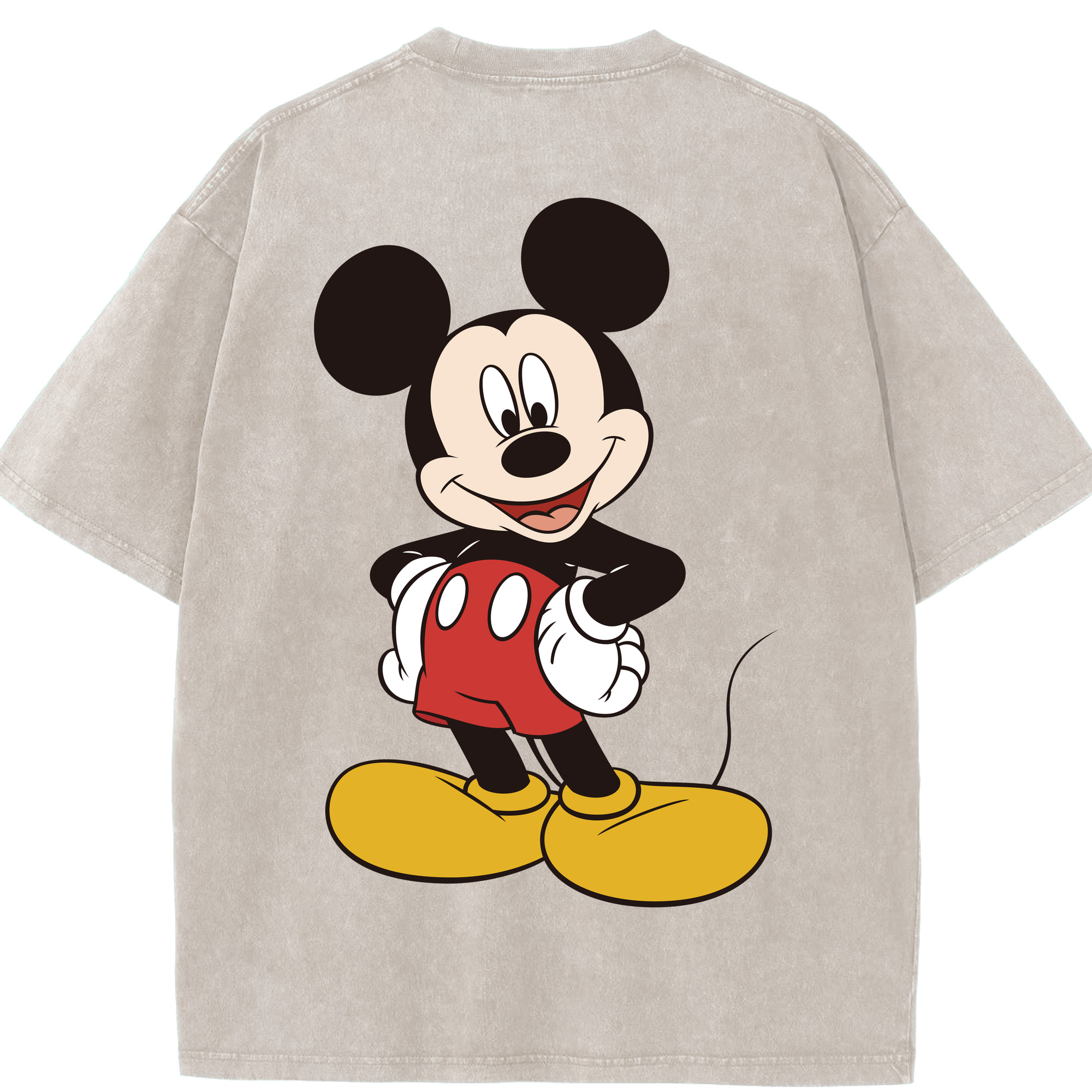 （画像用） ミッキーマウス Mickey Mouse 綿100% ヴィンテージ風 半袖Tシャツ（背面プリント）