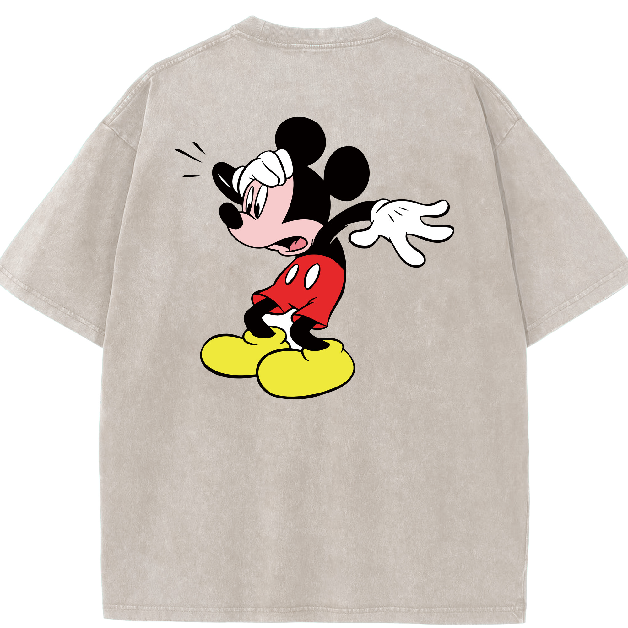 （画像用） ミッキーマウス Mickey Mouse 綿100% ヴィンテージ風 半袖Tシャツ（背面プリント）