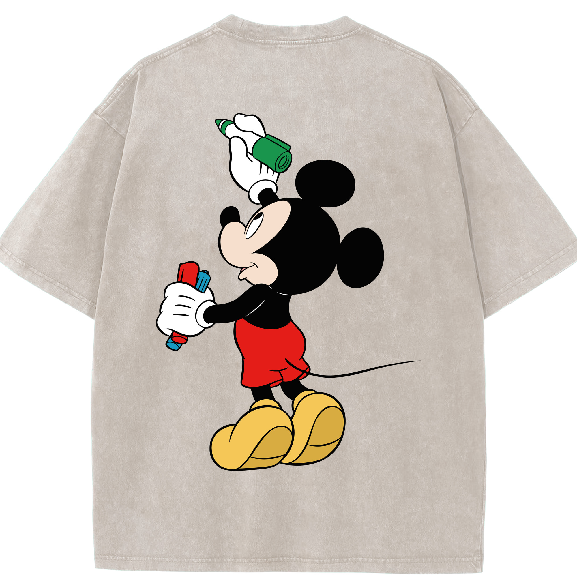 （画像用） ミッキーマウス Mickey Mouse 綿100% ヴィンテージ風 半袖Tシャツ（背面プリント）