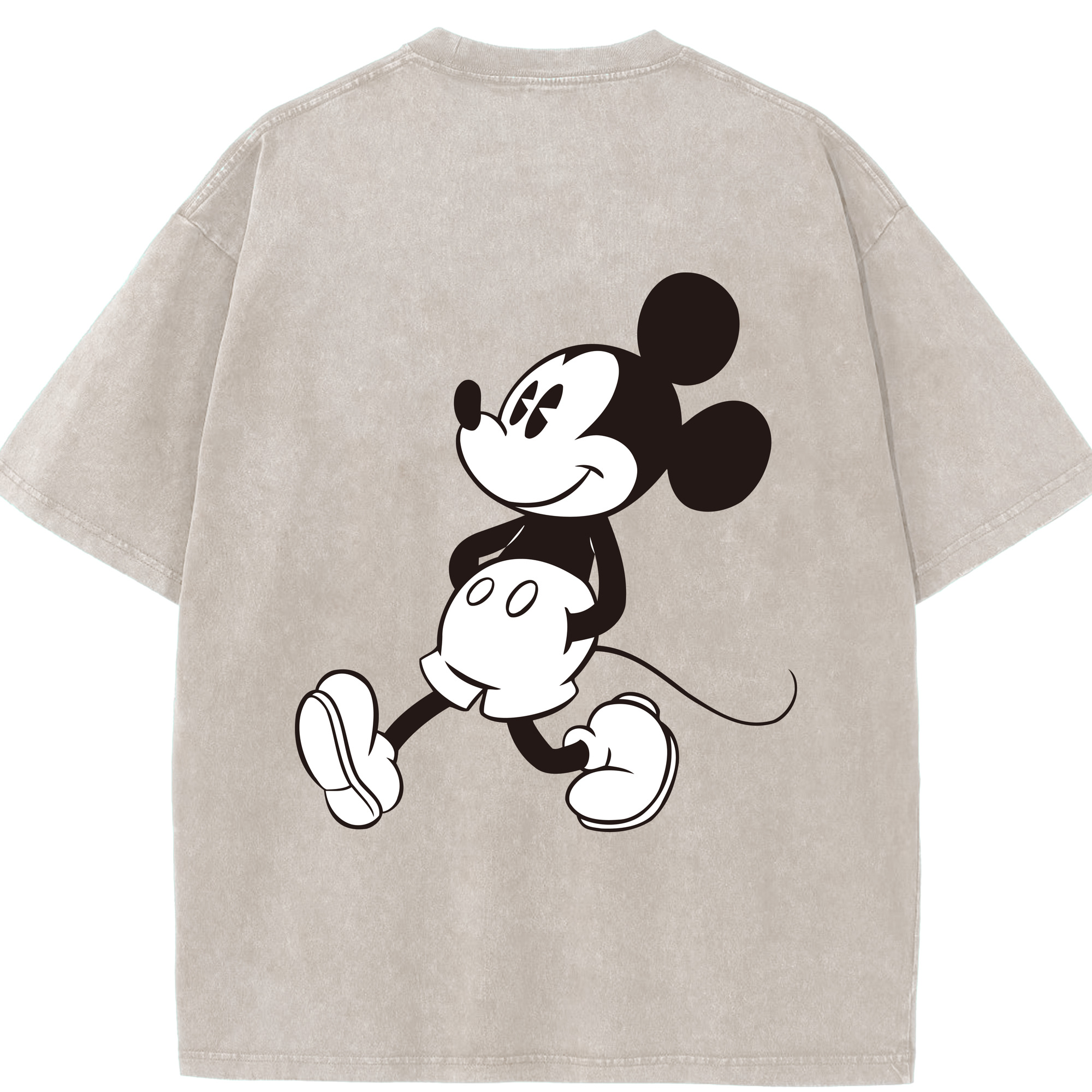 （画像用） ミッキーマウス Mickey Mouse 綿100% ヴィンテージ風 半袖Tシャツ（背面プリント）