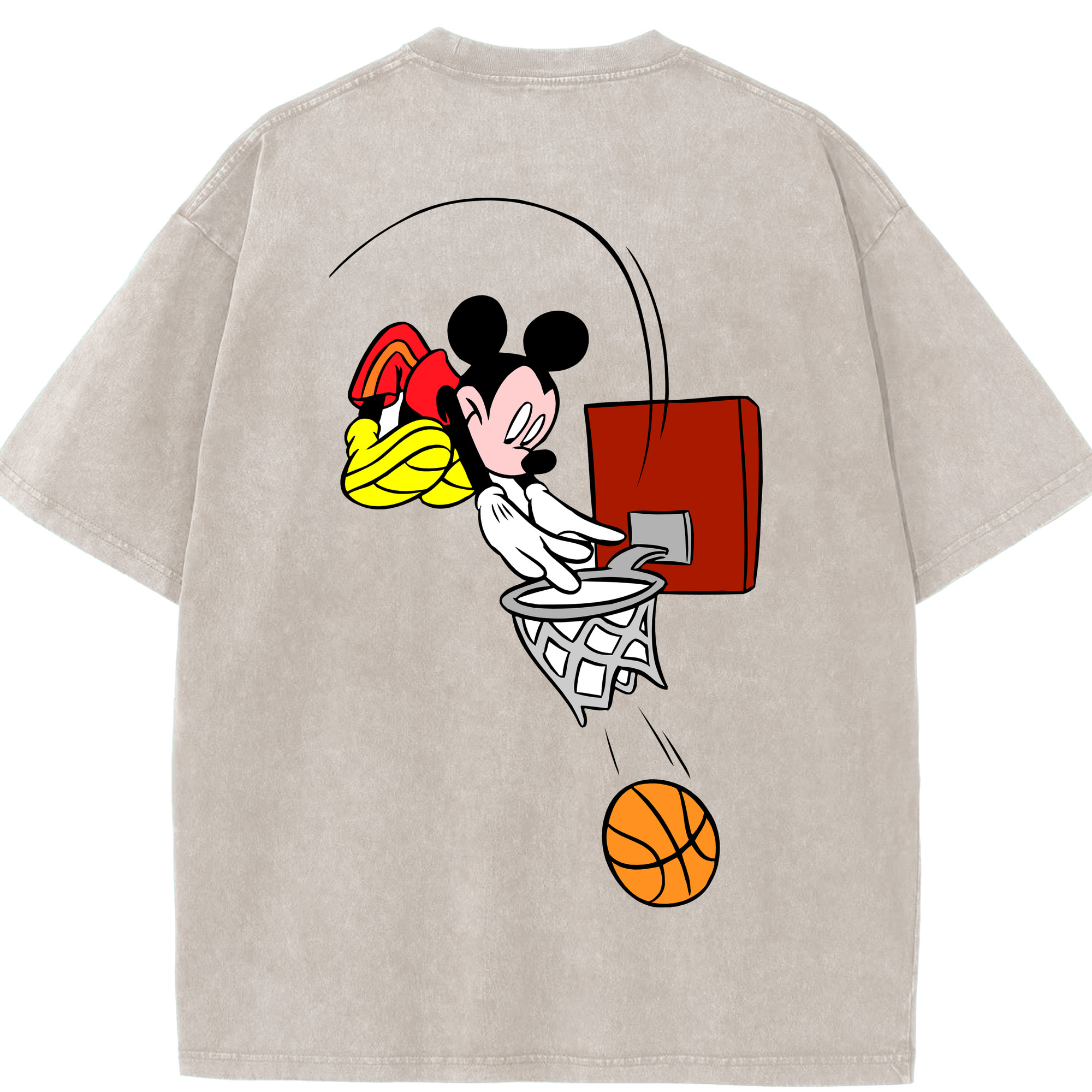 （画像用） ミッキーマウス Mickey Mouse 綿100% ヴィンテージ風 半袖Tシャツ（背面プリント）