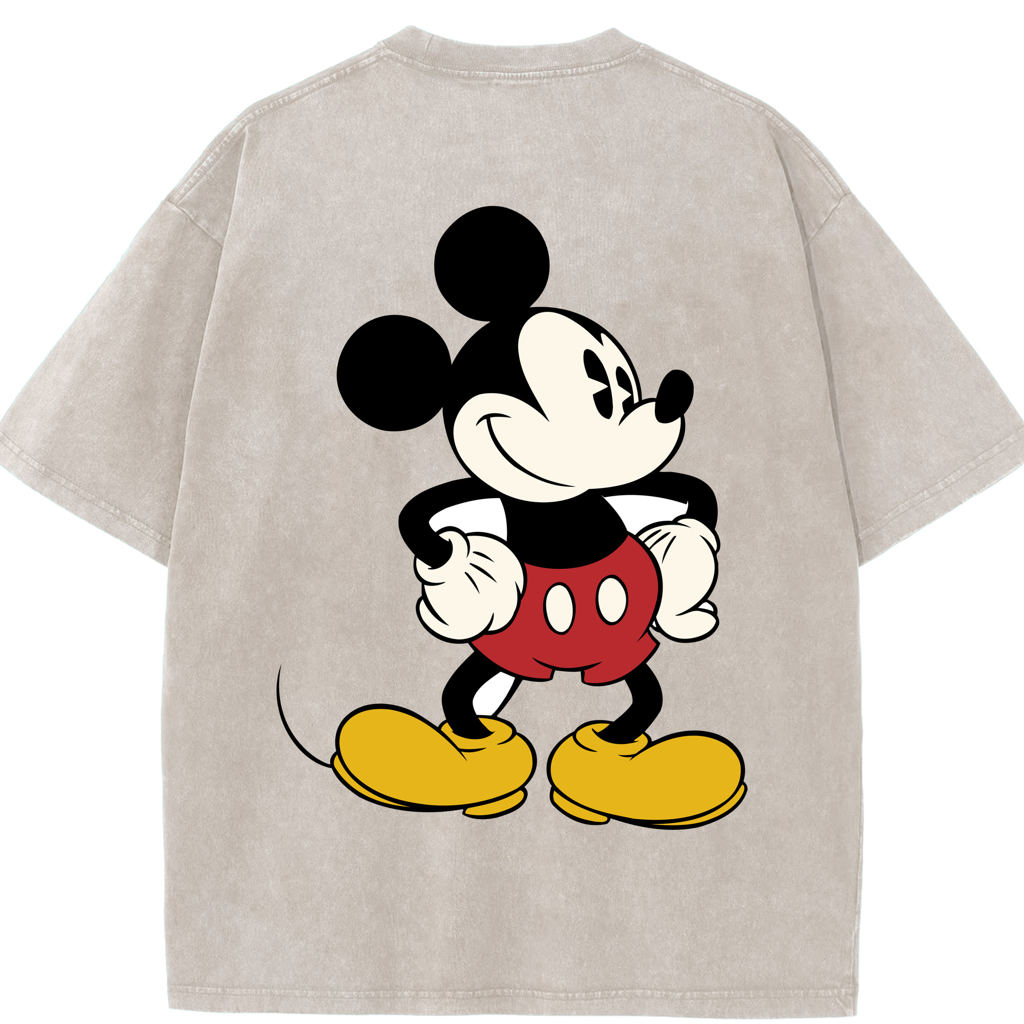 （画像用） ミッキーマウス Mickey Mouse 綿100% ヴィンテージ風 半袖Tシャツ（背面プリント）