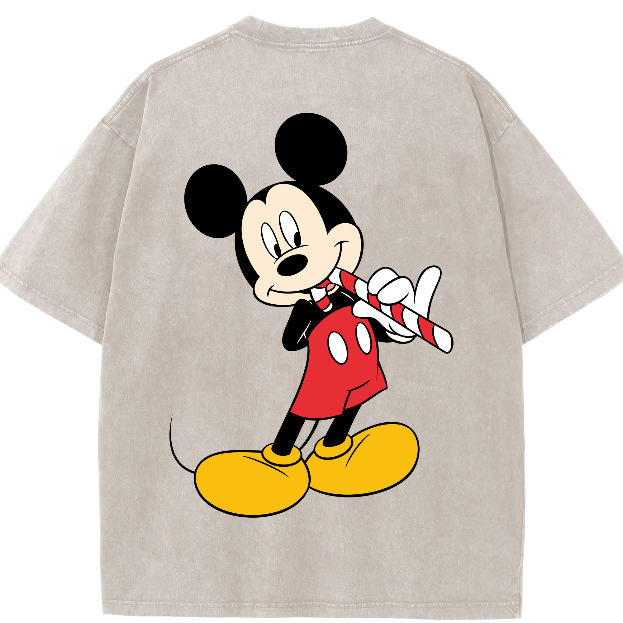 （画像用） ミッキーマウス Mickey Mouse 綿100% ヴィンテージ風 半袖Tシャツ（背面プリント）