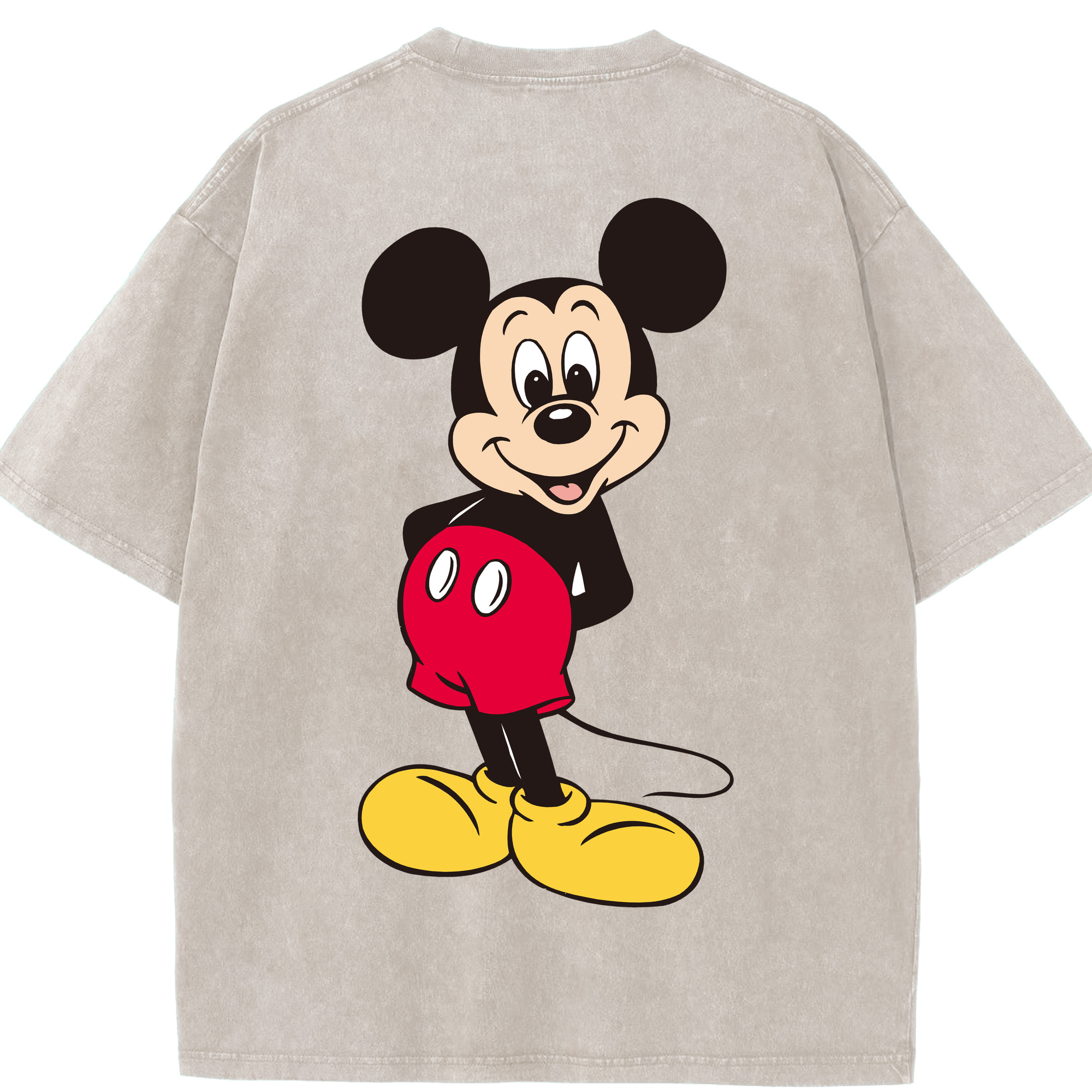 （画像用） ミッキーマウス Mickey Mouse 綿100% ヴィンテージ風 半袖Tシャツ（背面プリント）