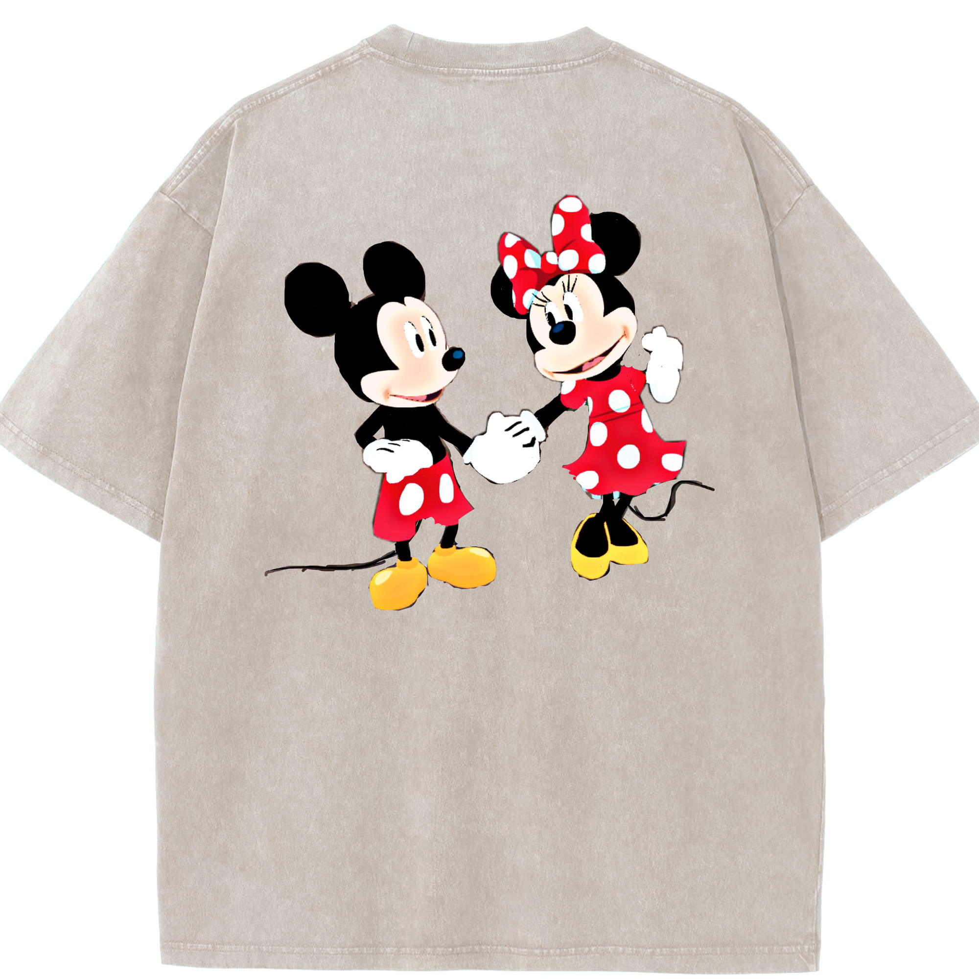 （画像用） ミッキーマウス Mickey Mouse 綿100% ヴィンテージ風 半袖Tシャツ（背面プリント）
