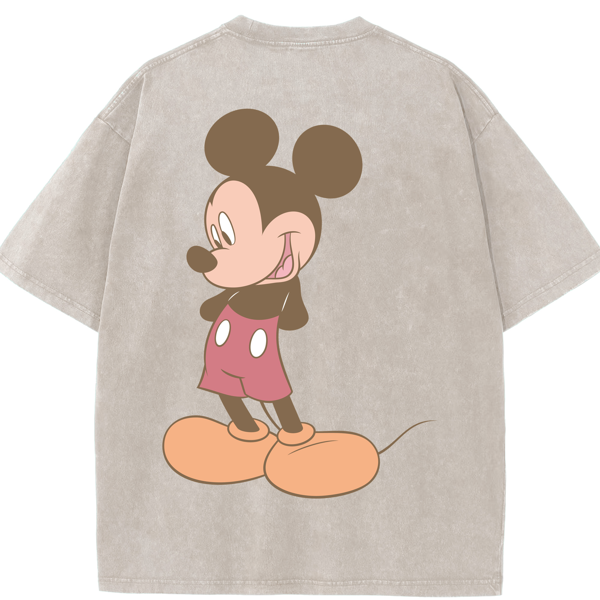 （画像用） ミッキーマウス Mickey Mouse 綿100% ヴィンテージ風 半袖Tシャツ（背面プリント）