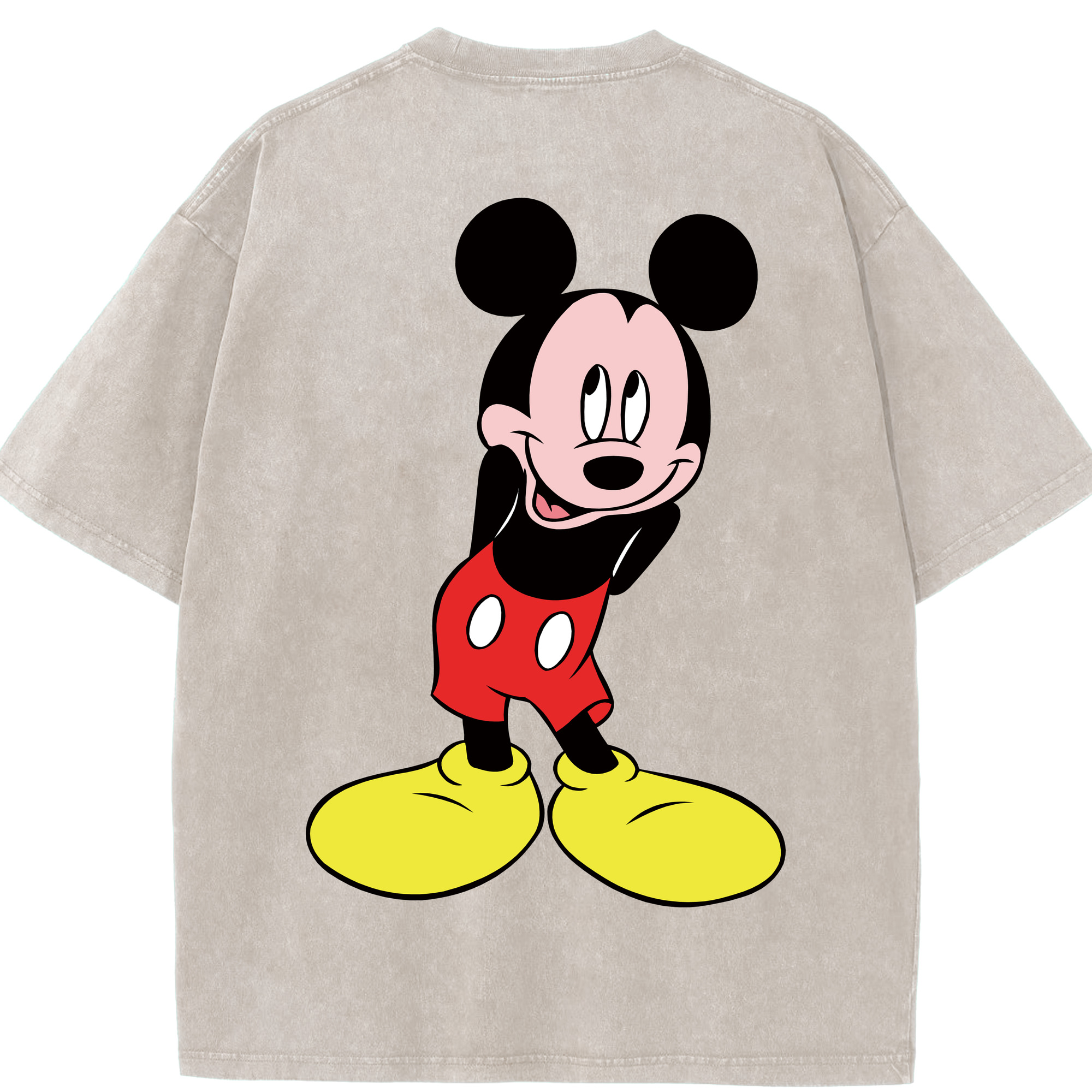 （画像用） ミッキーマウス Mickey Mouse 綿100% ヴィンテージ風 半袖Tシャツ（背面プリント）