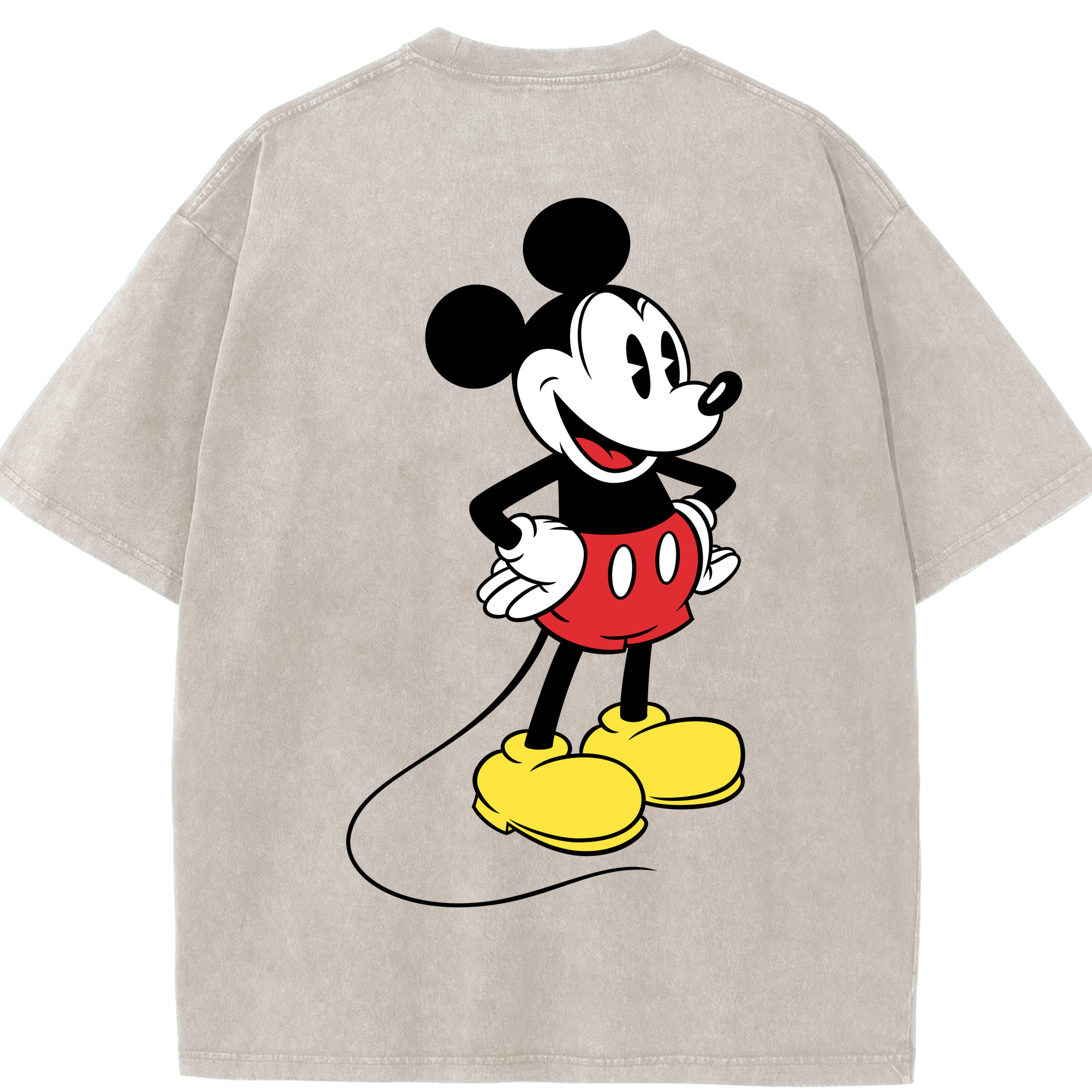 （画像用） ミッキーマウス Mickey Mouse 綿100% ヴィンテージ風 半袖Tシャツ（背面プリント）