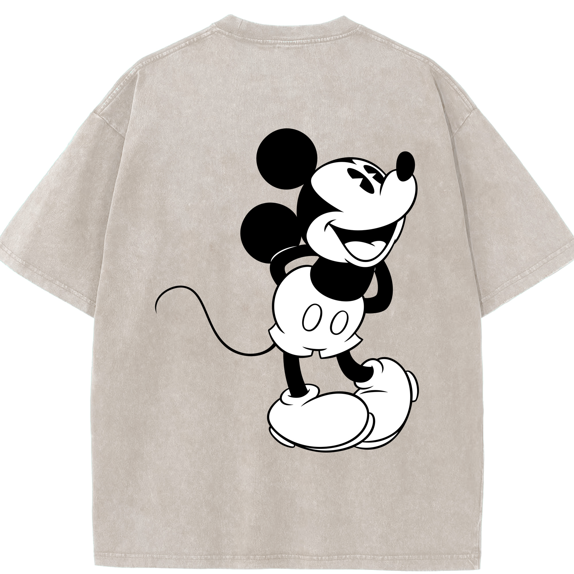 （画像用） ミッキーマウス Mickey Mouse 綿100% ヴィンテージ風 半袖Tシャツ（背面プリント）