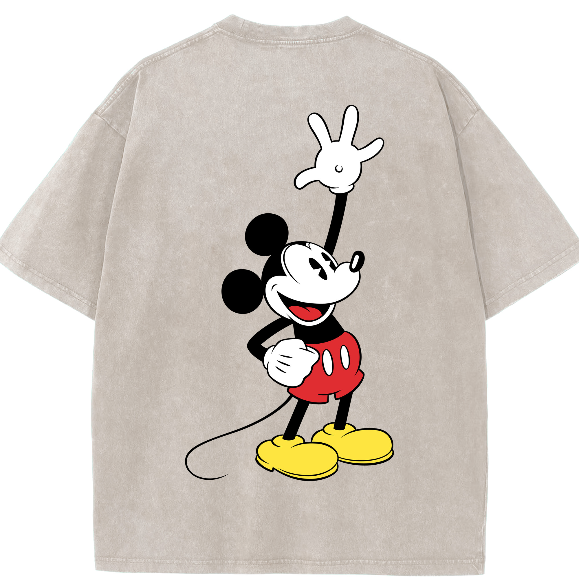 （画像用） ミッキーマウス Mickey Mouse 綿100% ヴィンテージ風 半袖Tシャツ（背面プリント）