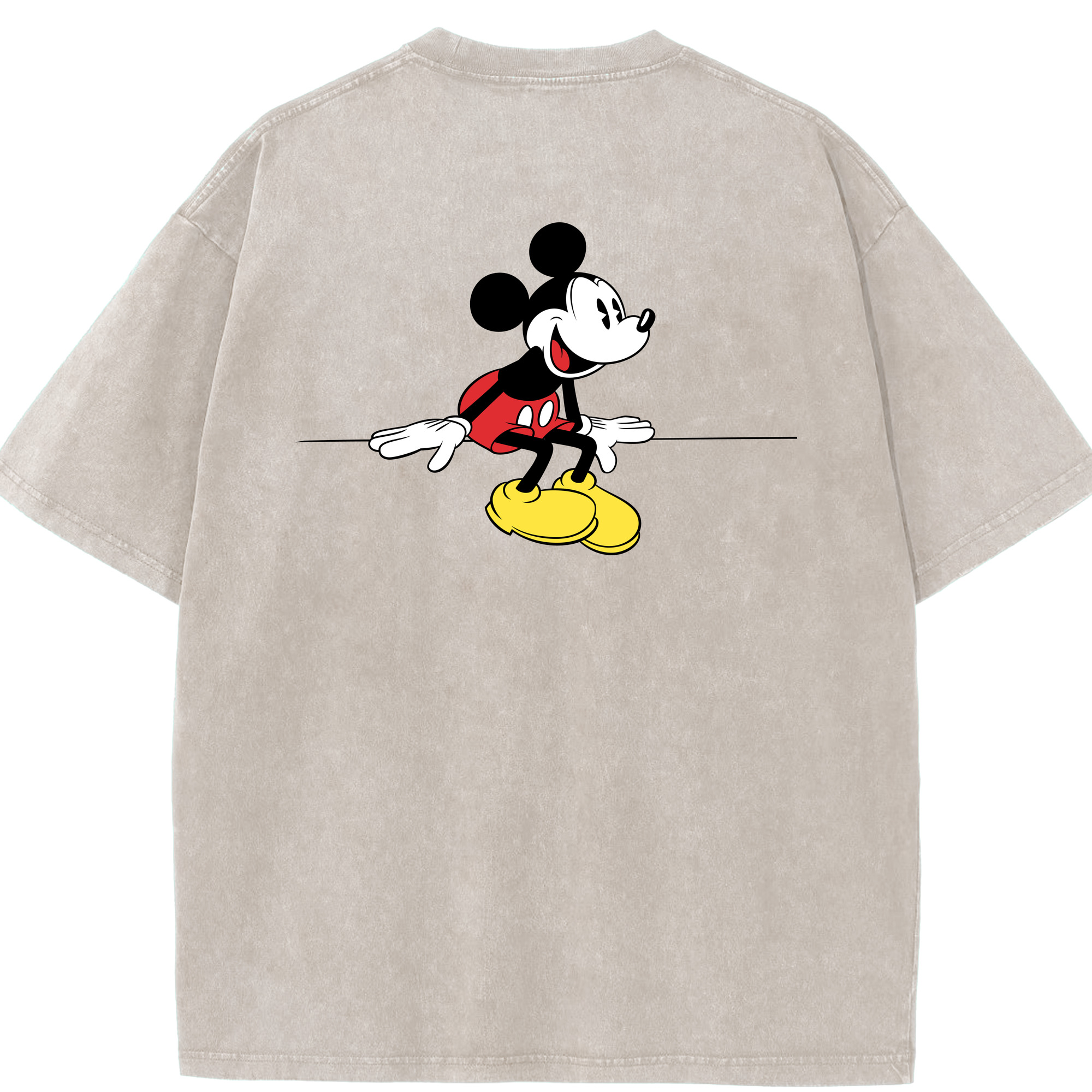 （画像用） ミッキーマウス Mickey Mouse 綿100% ヴィンテージ風 半袖Tシャツ（背面プリント）