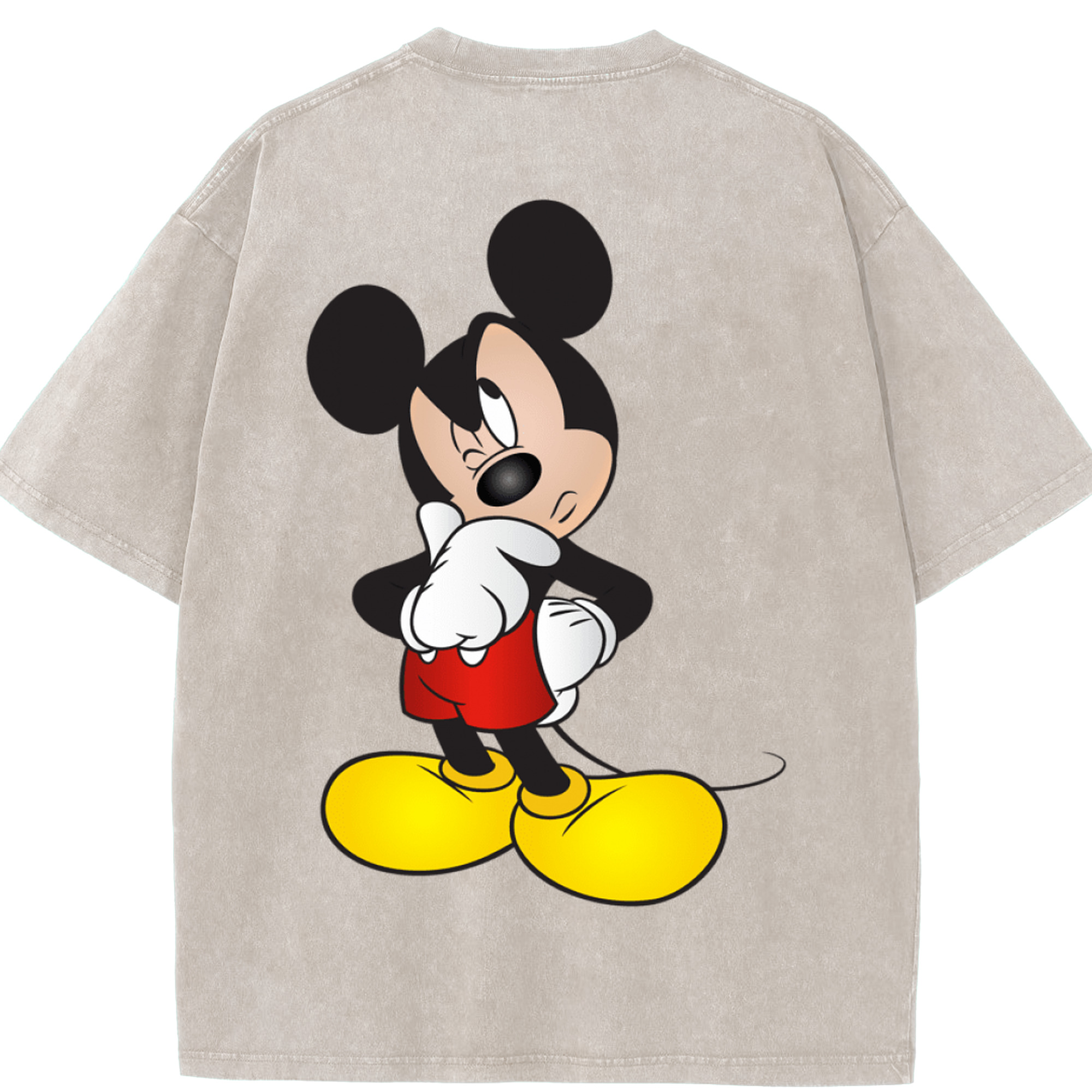（画像用） ミッキーマウス Mickey Mouse 綿100% ヴィンテージ風 半袖Tシャツ（背面プリント）