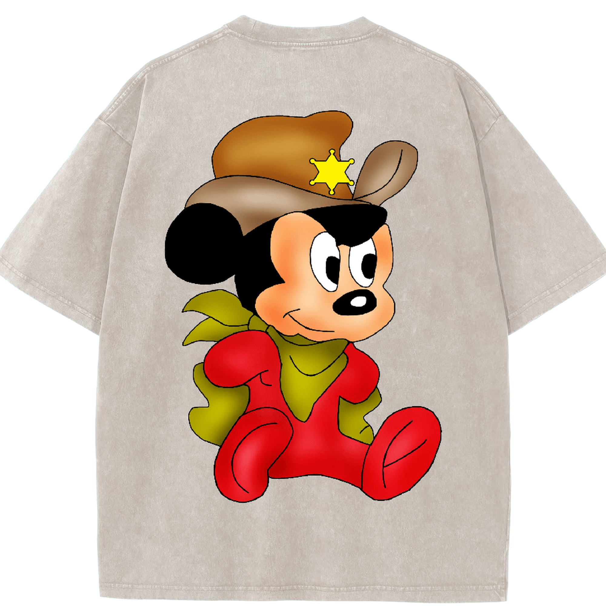 （画像用） ミッキーマウス Mickey Mouse 綿100% ヴィンテージ風 半袖Tシャツ（背面プリント）