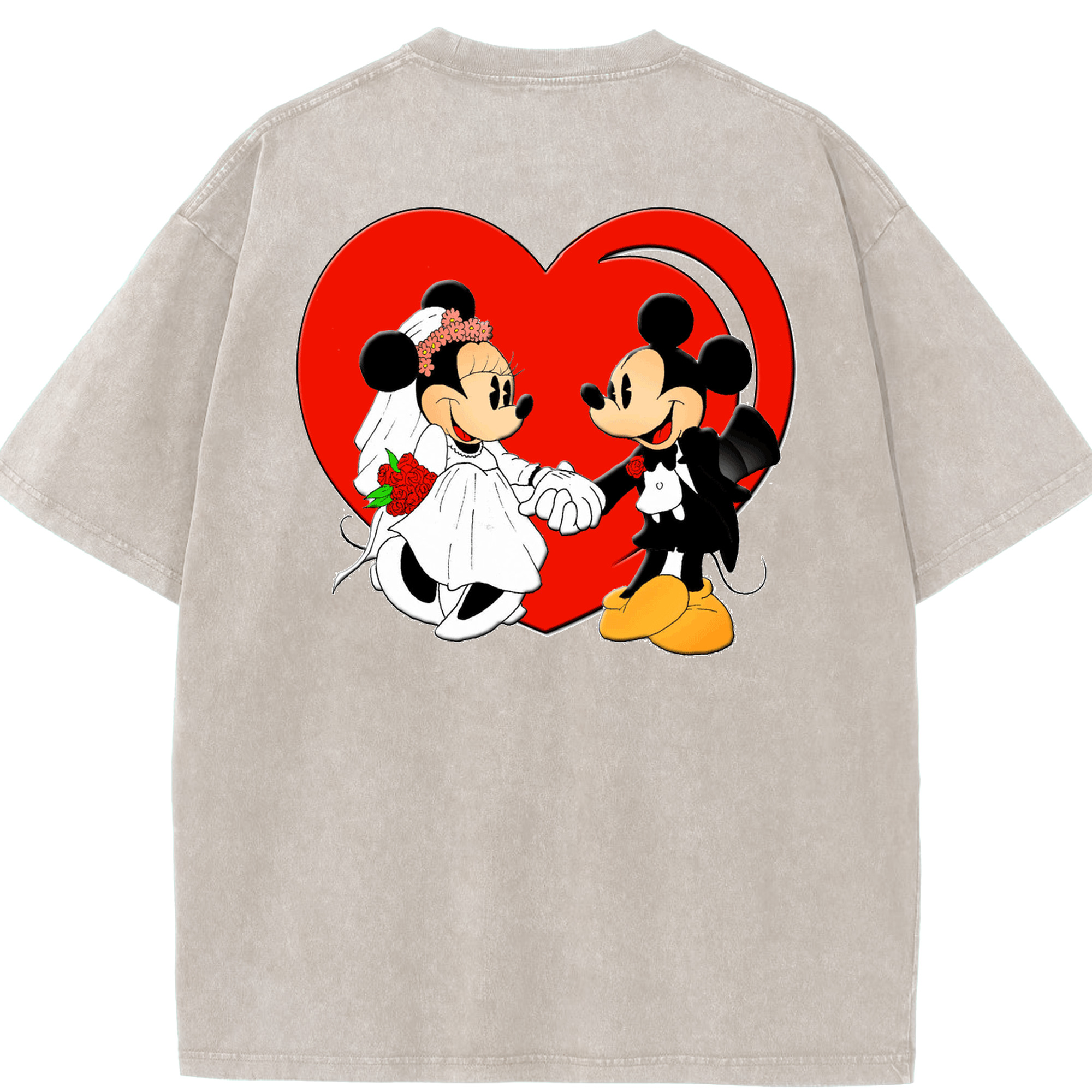 （画像用） ミッキーマウス Mickey Mouse 綿100% ヴィンテージ風 半袖Tシャツ（背面プリント）
