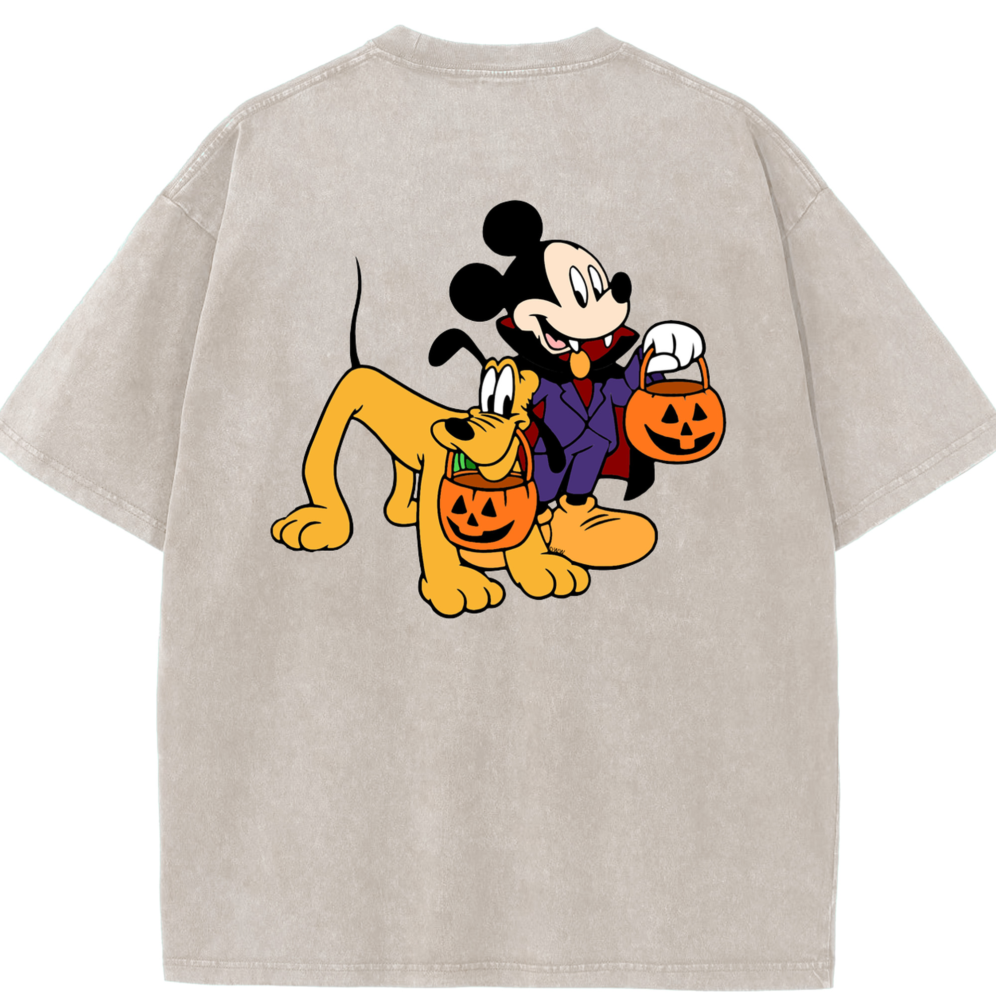 （画像用） ミッキーマウス Mickey Mouse 綿100% ヴィンテージ風 半袖Tシャツ（背面プリント）