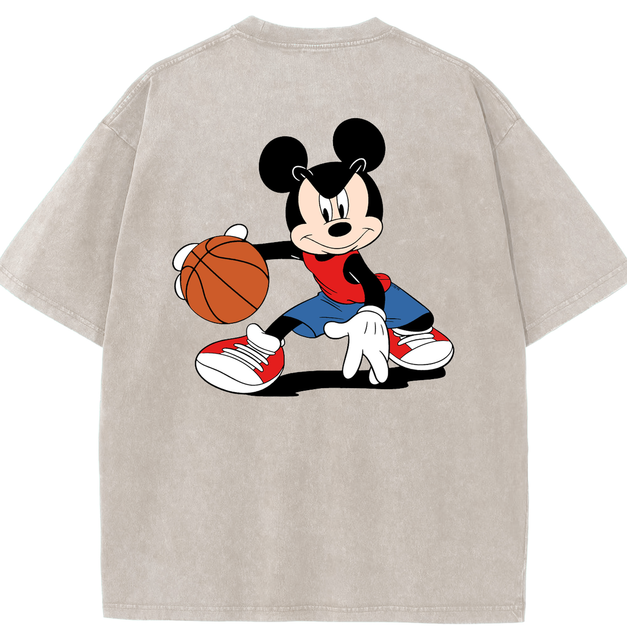 （画像用） ミッキーマウス Mickey Mouse 綿100% ヴィンテージ風 半袖Tシャツ（背面プリント）