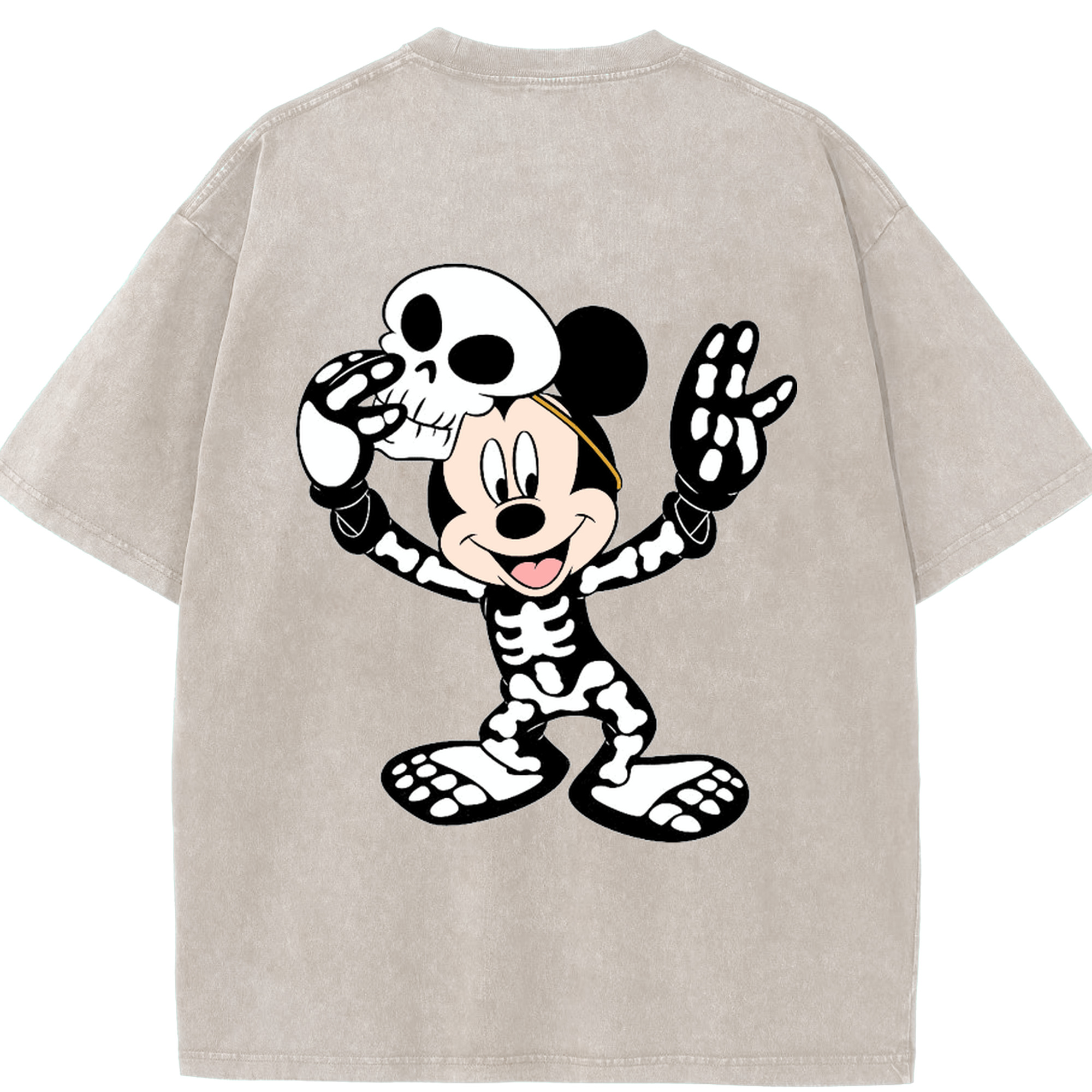 （画像用） ミッキーマウス Mickey Mouse 綿100% ヴィンテージ風 半袖Tシャツ（背面プリント）