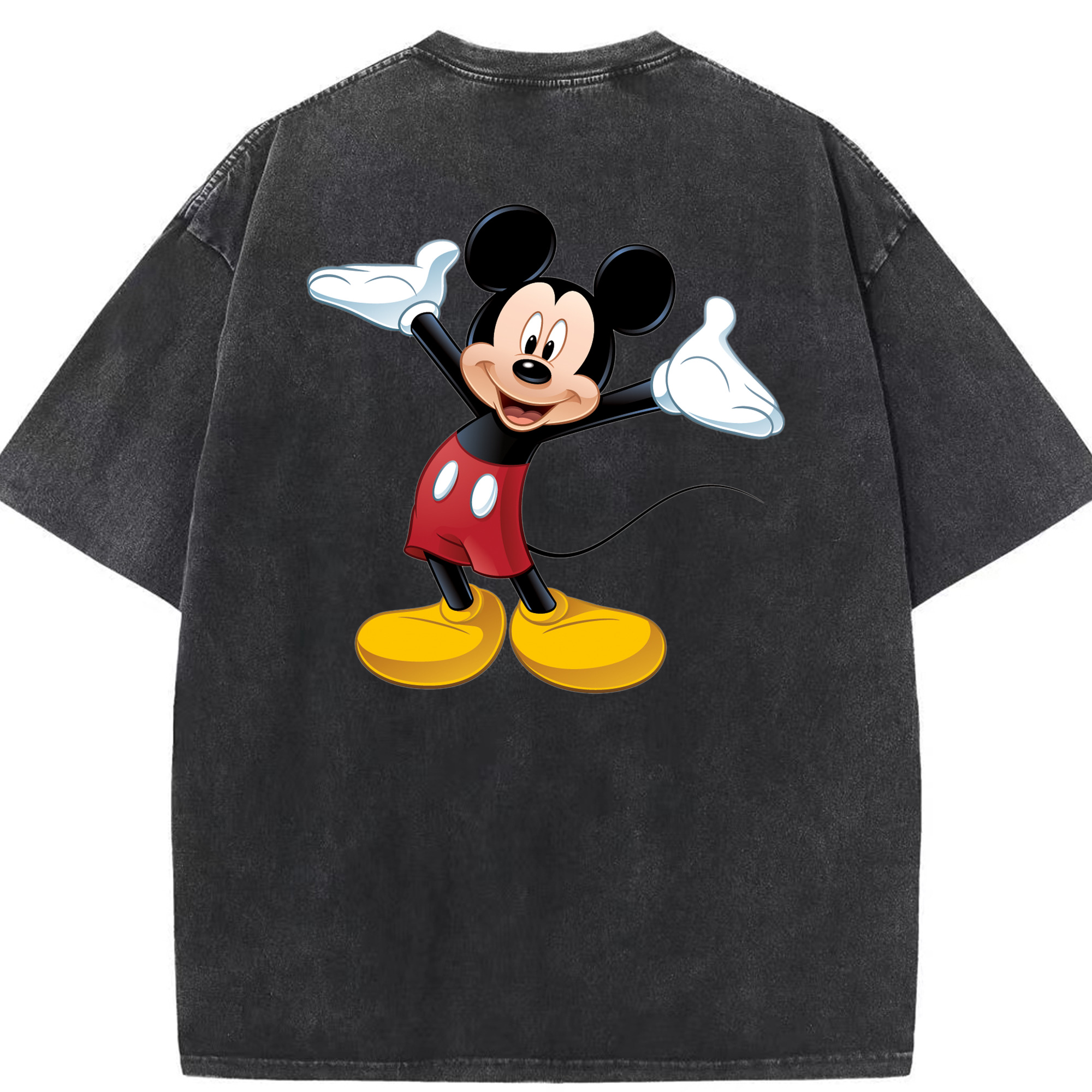 （画像用） ミッキーマウス Mickey Mouse 綿100% ヴィンテージ風 半袖Tシャツ（背面プリント）