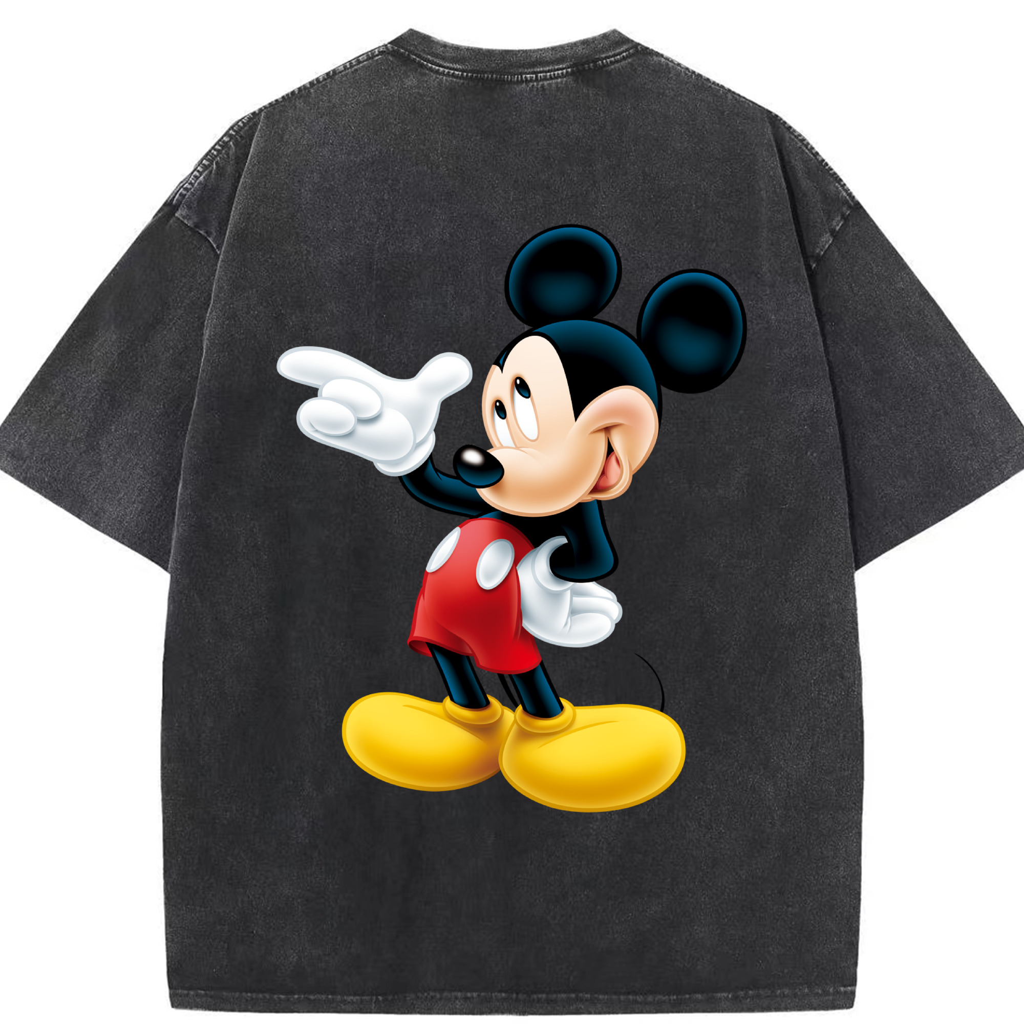 （画像用） ミッキーマウス Mickey Mouse 綿100% ヴィンテージ風 半袖Tシャツ（背面プリント）