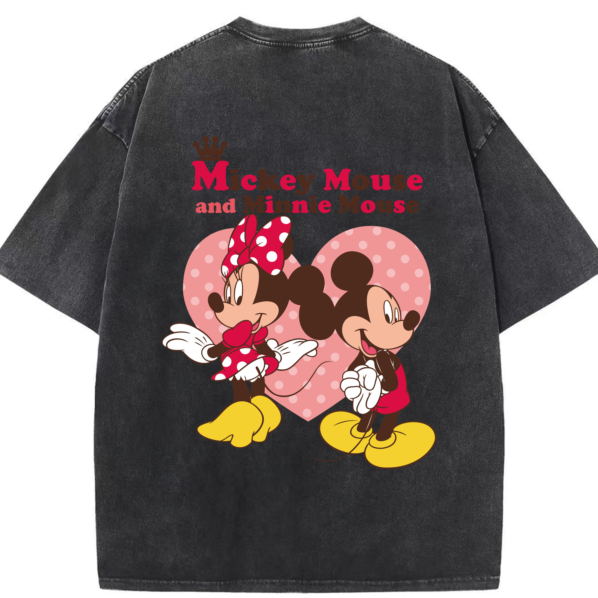 （画像用） ミッキーマウス Mickey Mouse 綿100% ヴィンテージ風 半袖Tシャツ（背面プリント）