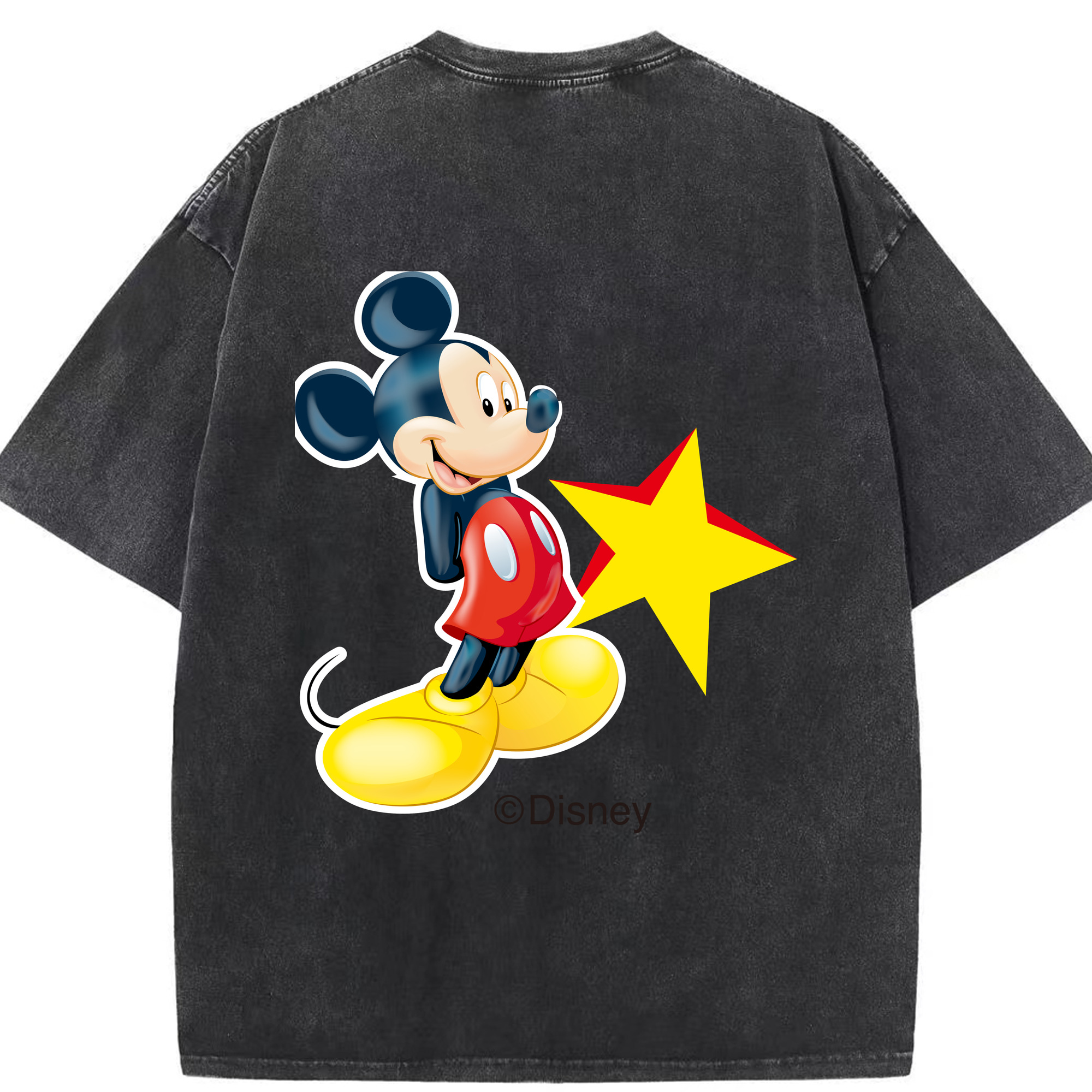 （画像用） ミッキーマウス Mickey Mouse 綿100% ヴィンテージ風 半袖Tシャツ（背面プリント）